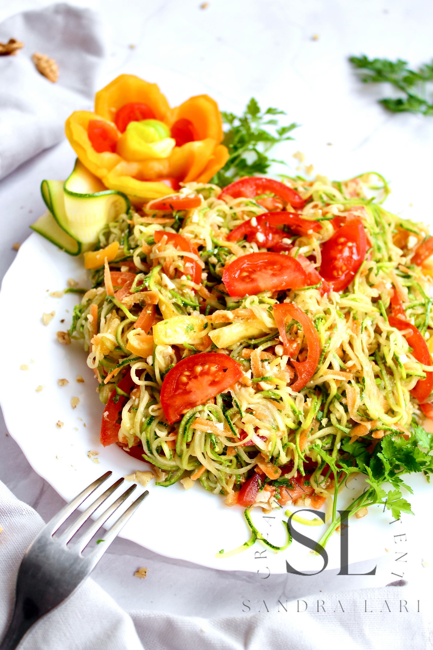 Raw Zucchini Spaghetti Salad - Set 3 of 3