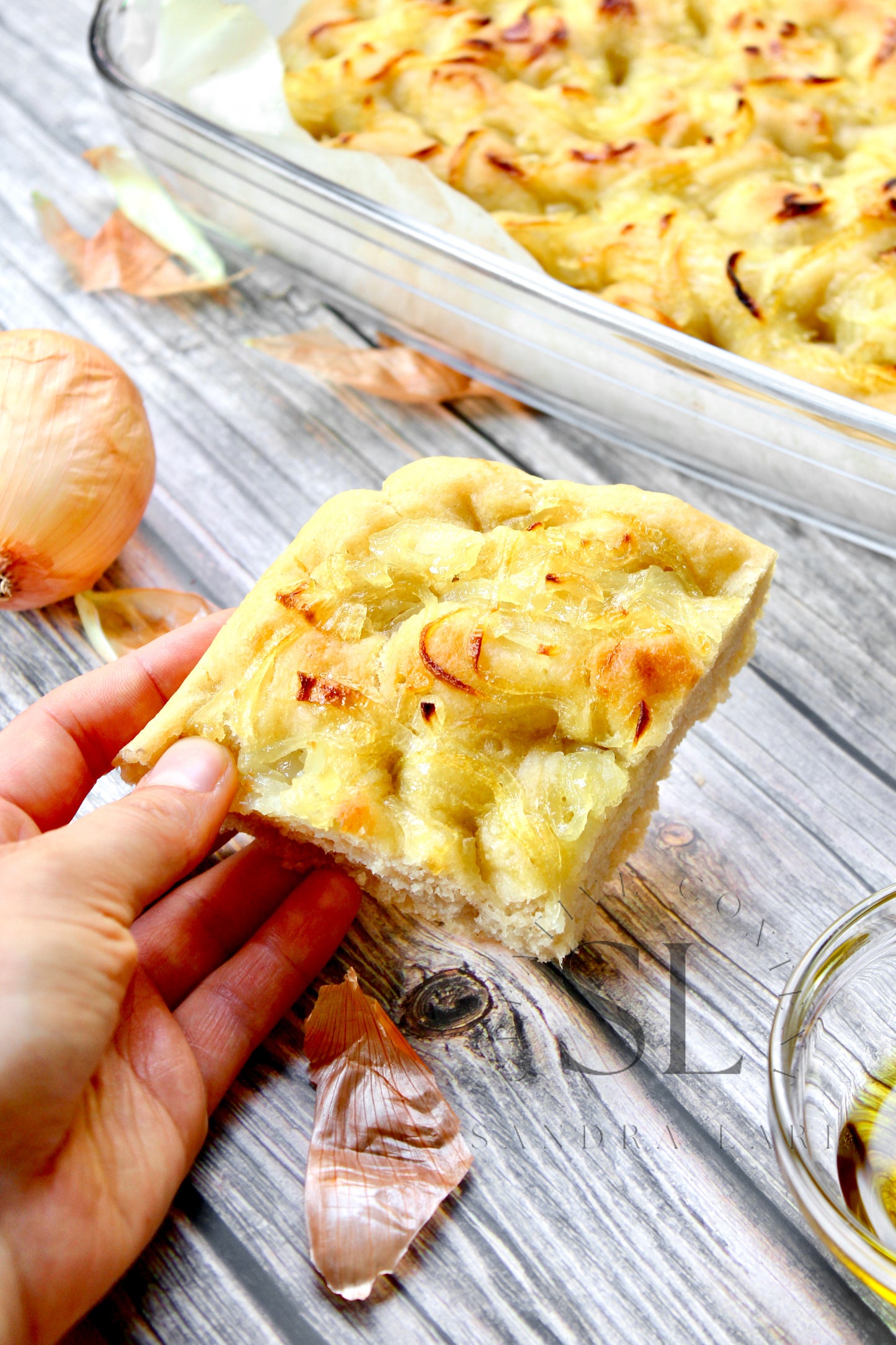 Easy Sourdough Focaccia with Caramelized Onions Set 1 of 3