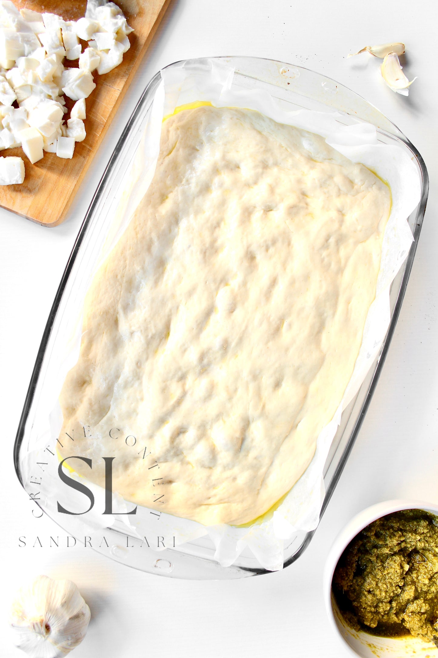 Sourdough Focaccia with Basil Pesto & Mozzarella Cheese - Exclusive