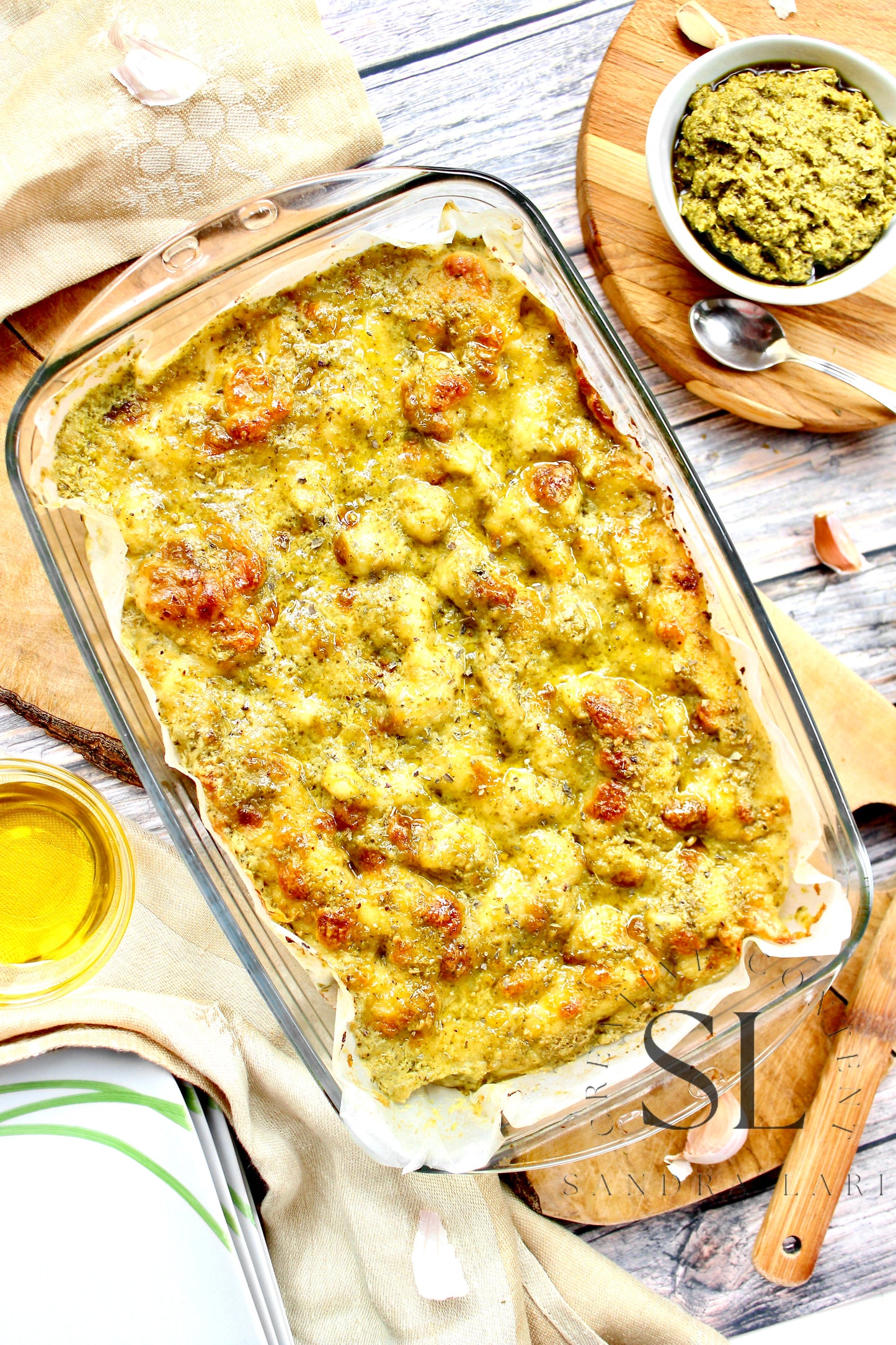Sourdough Focaccia with Basil Pesto & Mozzarella Cheese - Exclusive