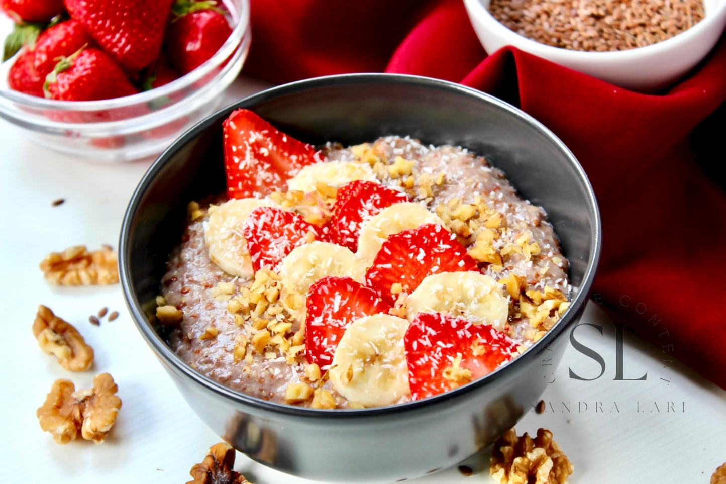 Overnight Healthy Raw Flaxseed Porridge - Set 3 of 4