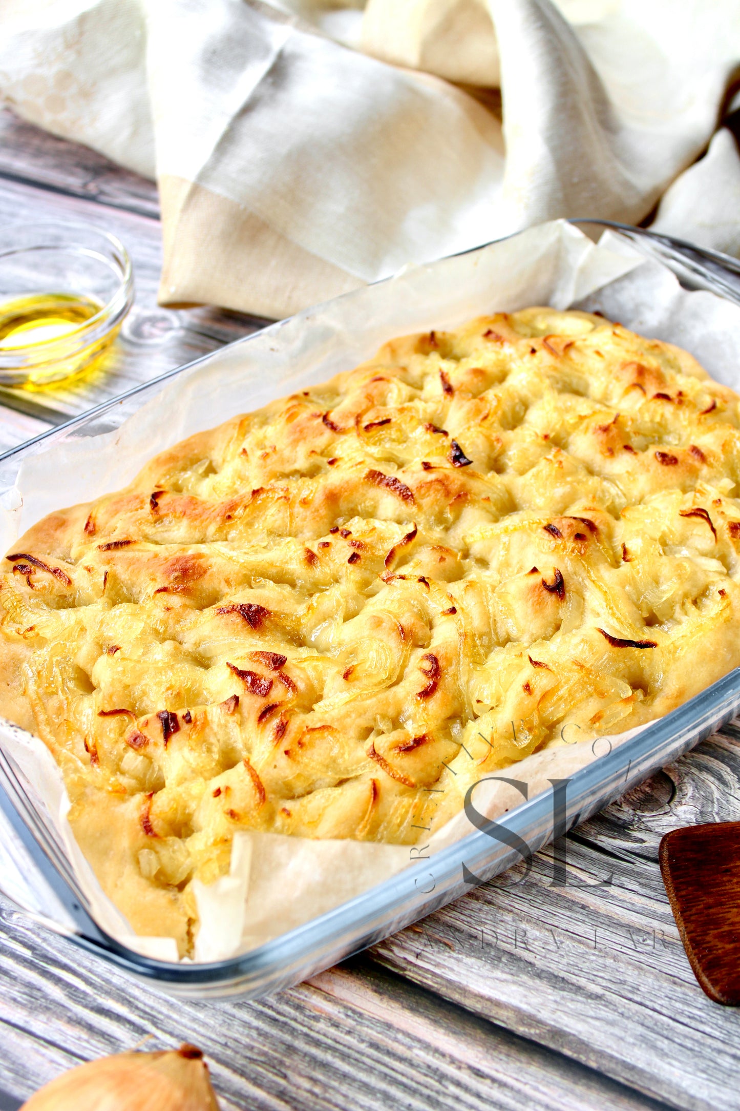 Easy Sourdough Focaccia with Caramelized Onions Set 1 of 3