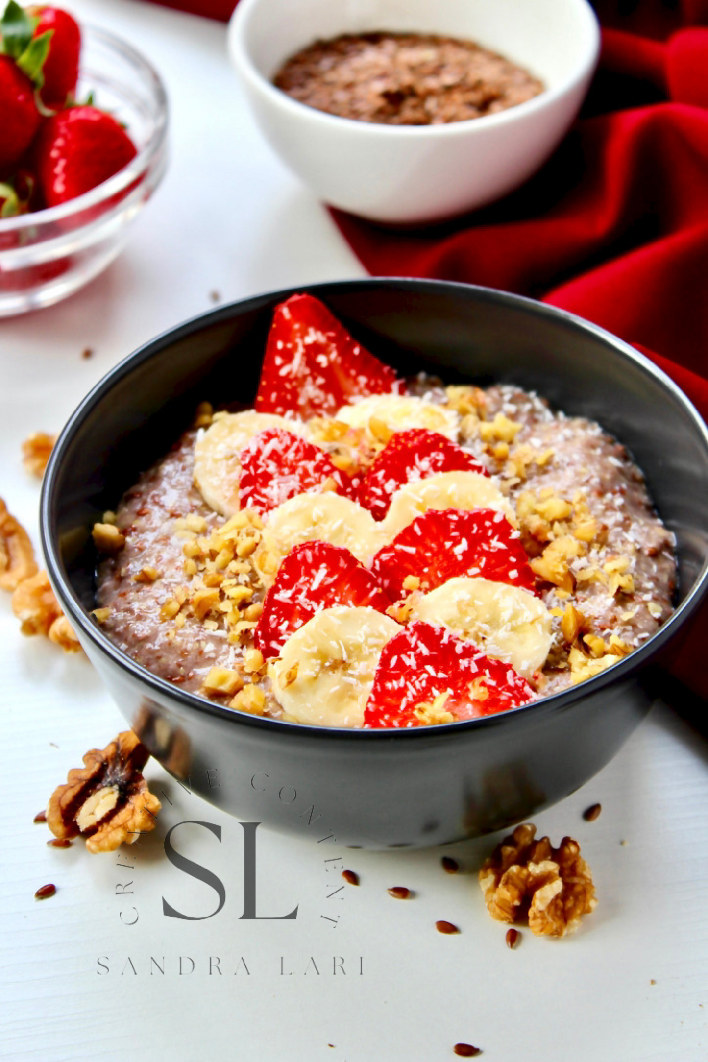 Overnight Healthy Raw Flaxseed Porridge - Set 3 of 4