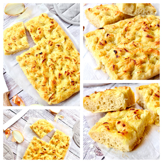 Easy Sourdough Focaccia with Caramelized Onions Set 2 of 3