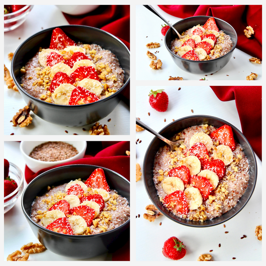 Overnight Healthy Raw Flaxseed Porridge - Set 3 of 4