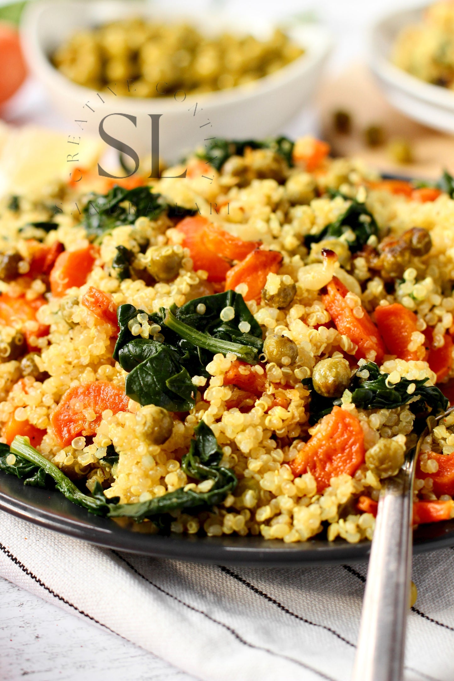 Vegan Roasted Veggies Quinoa Salad with Spinach - Set 3 of 3