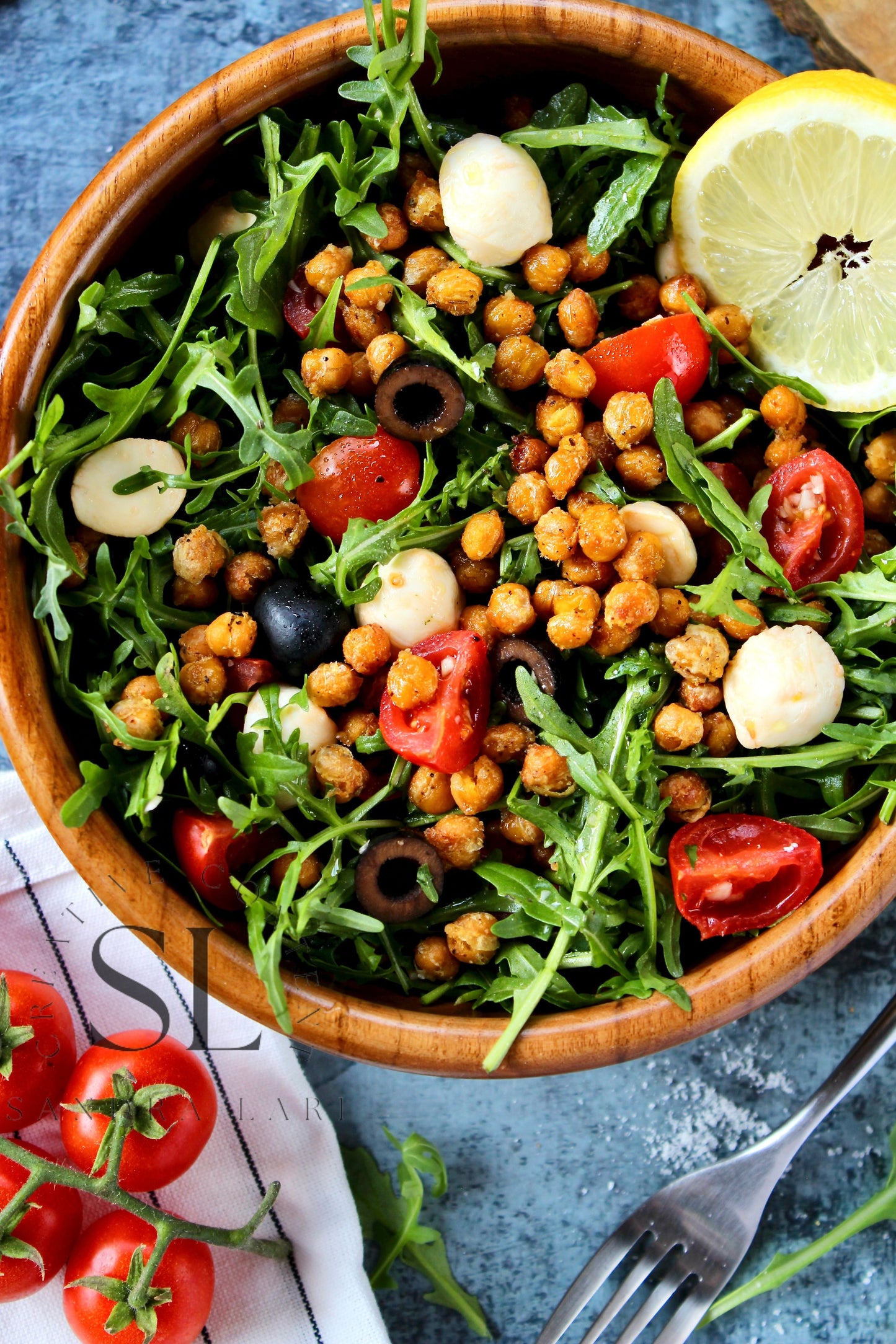 Caprese Arugula Salad with Roasted Chickpeas - Set 3 of 4