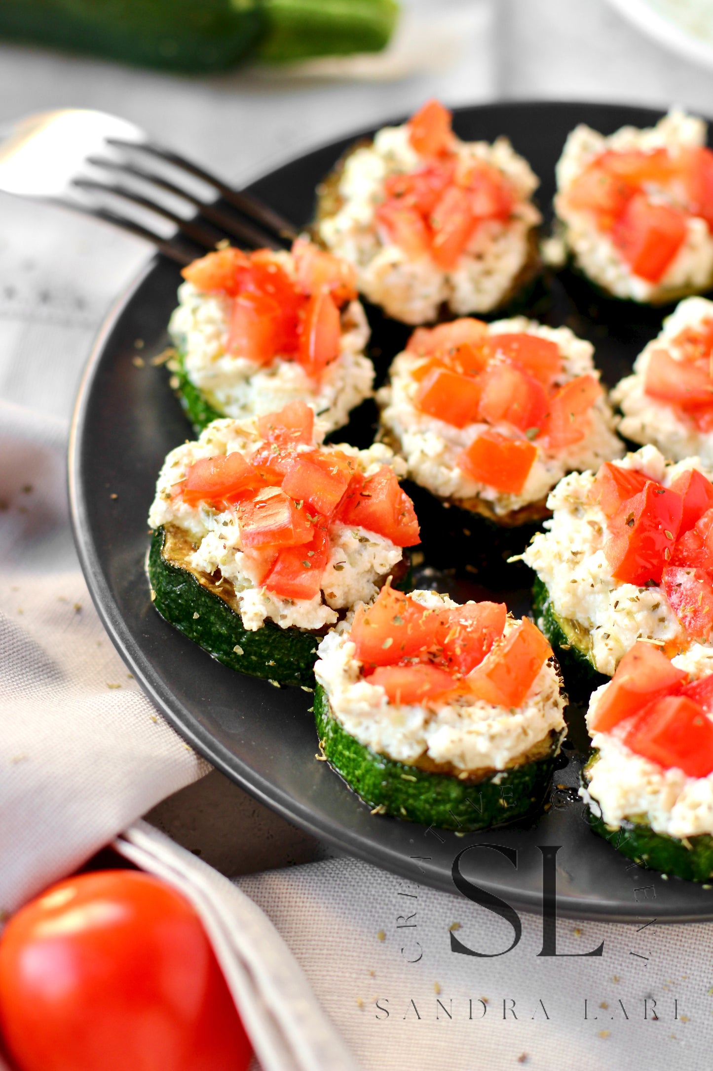 Zucchini Bites with Ricotta Cheese & Tomatoes - Set 3 of 3
