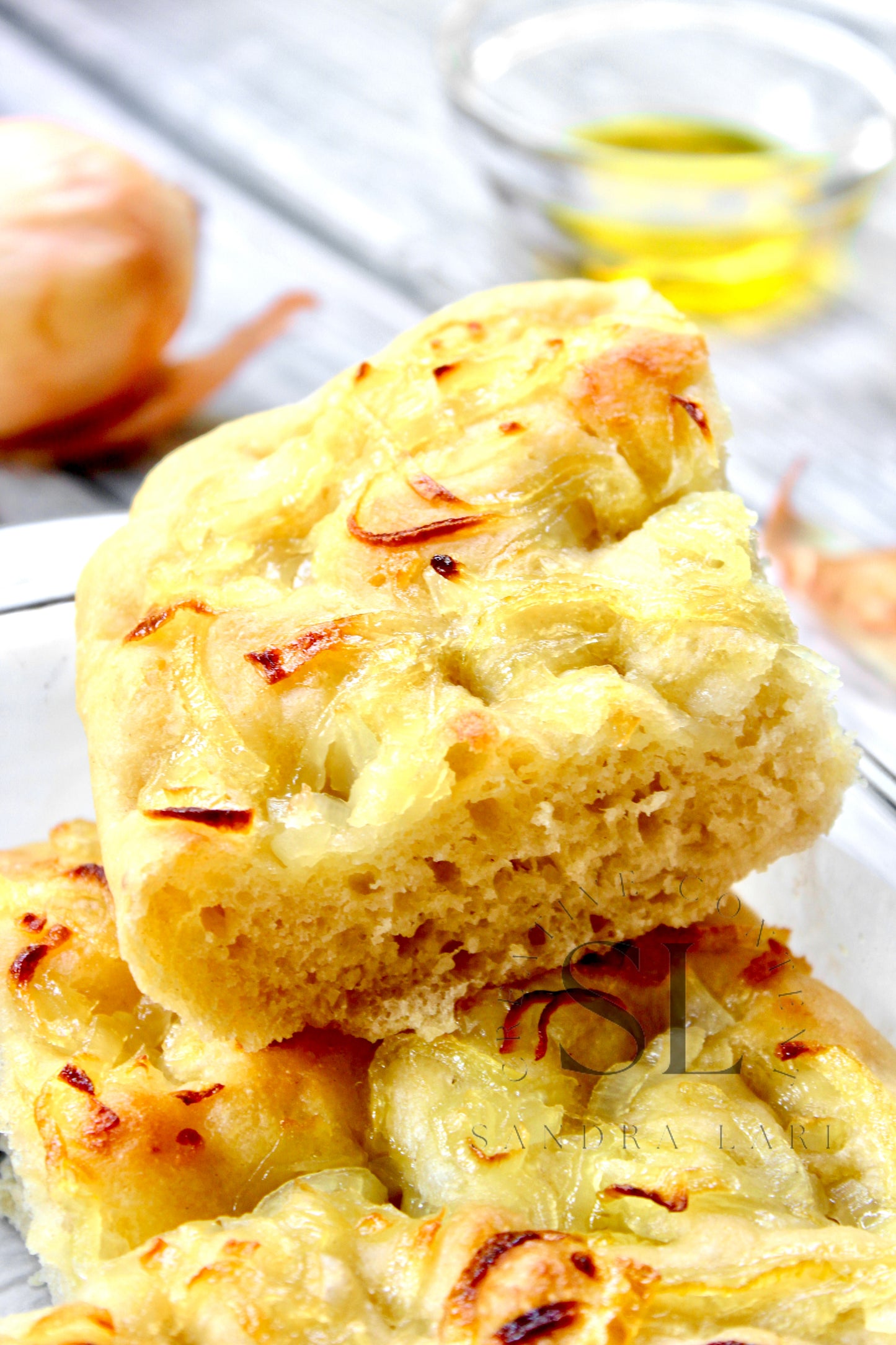 Easy Sourdough Focaccia with Caramelized Onions Set 1 of 3