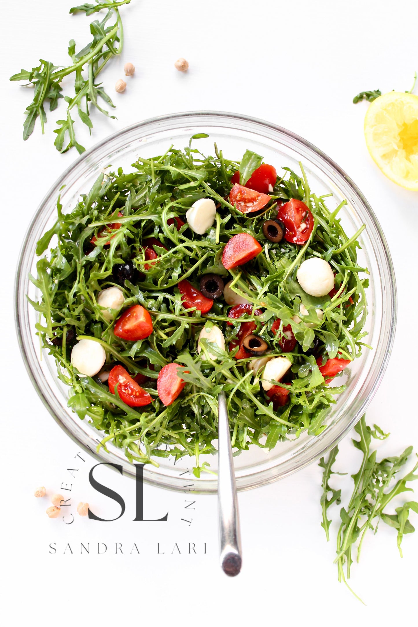 Caprese Arugula Salad with Roasted Chickpeas - Set 1 of 4