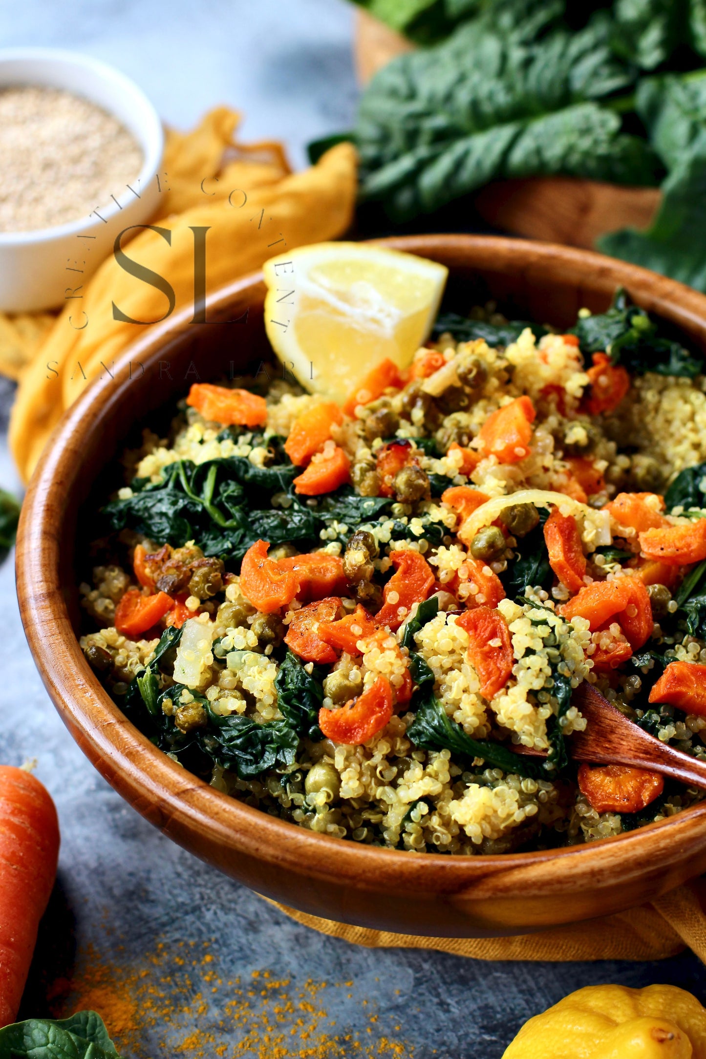 Vegan Roasted Veggies Quinoa Salad with Spinach - Set 1 of 3