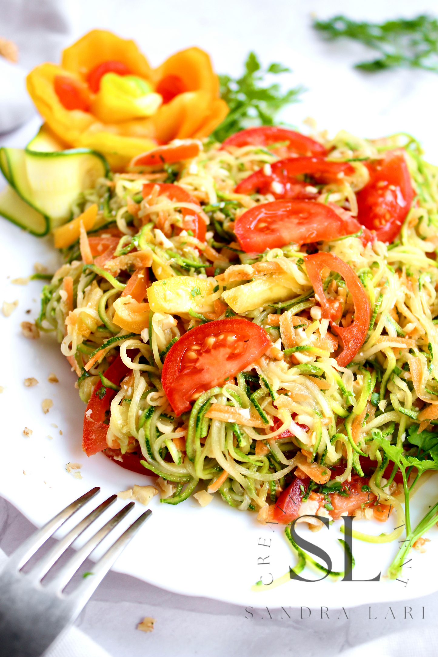 Raw Zucchini Spaghetti Salad - Set 3 of 3