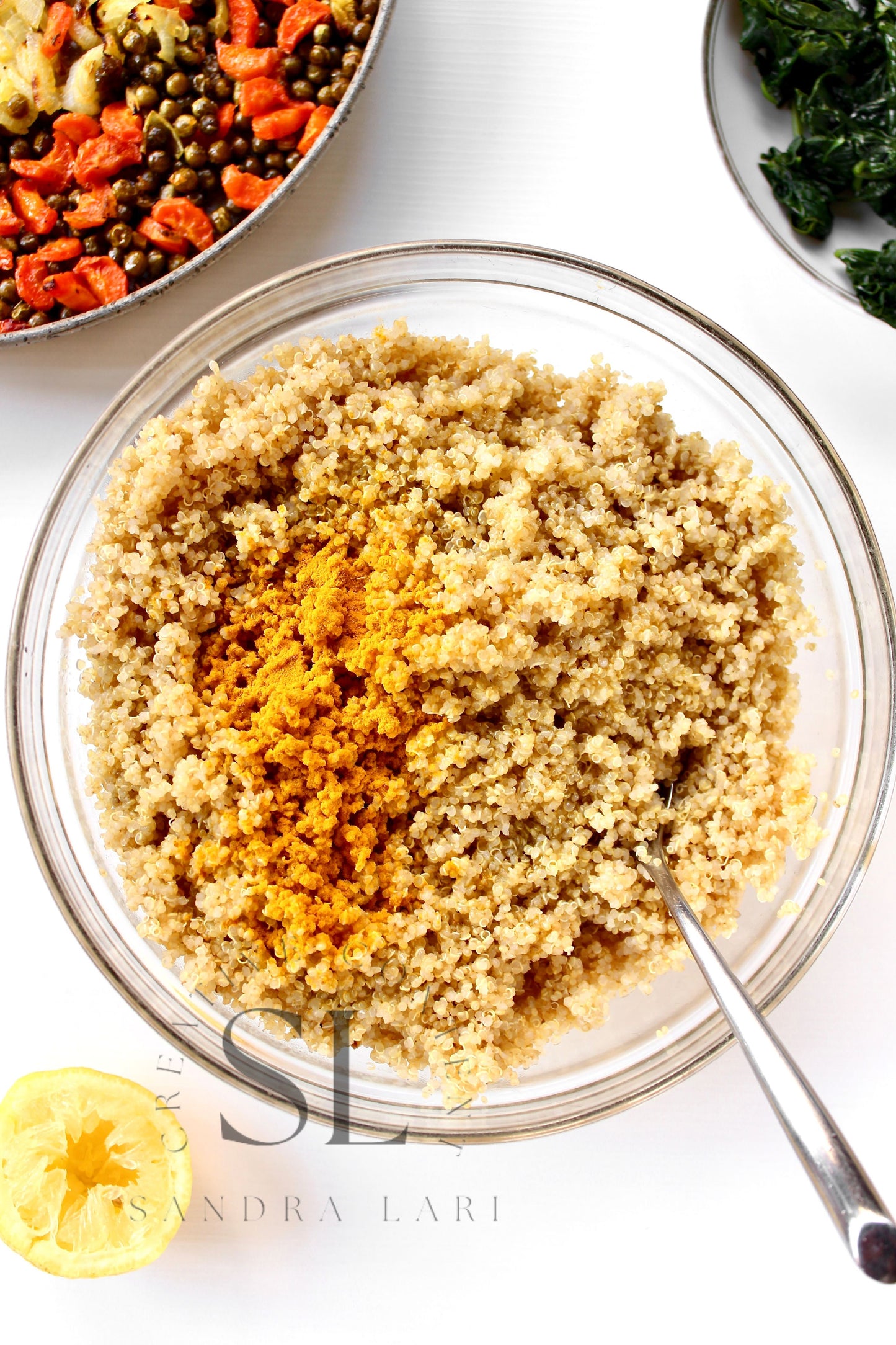 Vegan Roasted Veggies Quinoa Salad with Spinach - Set 3 of 3