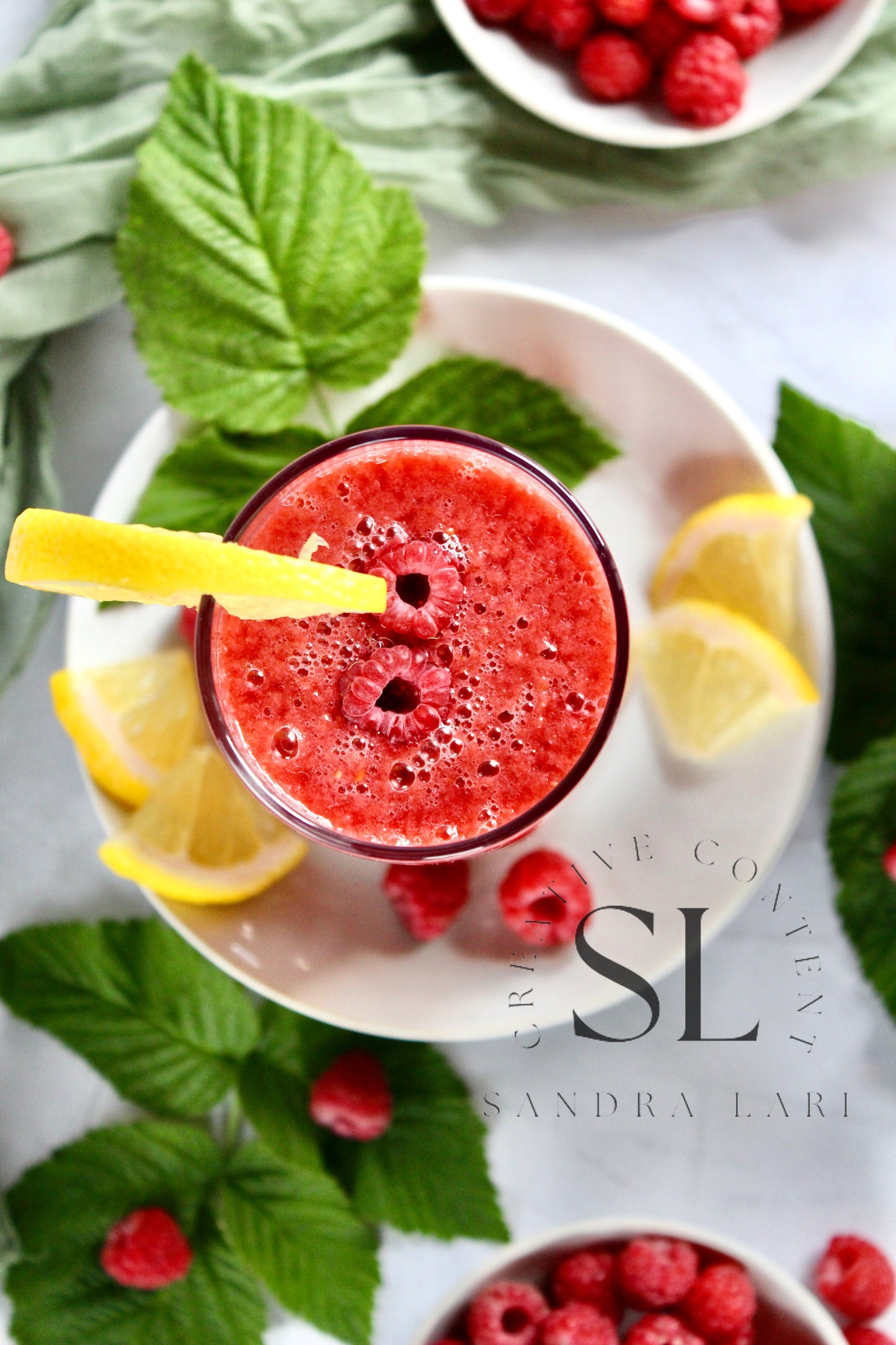 Raw Vegan Raspberry-Lemon Smoothie  - Set 4 of 4