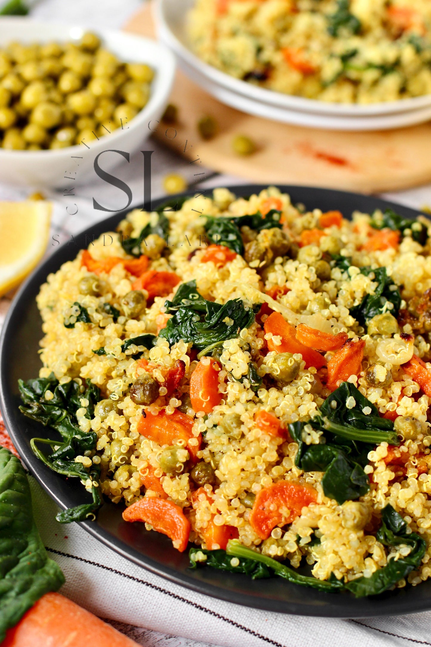 Vegan Roasted Veggies Quinoa Salad with Spinach - Set 3 of 3