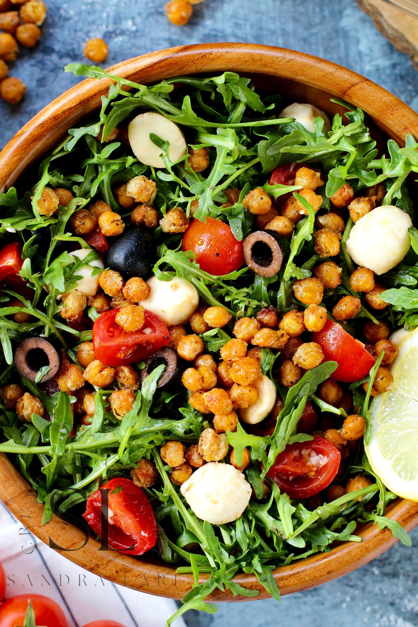 Caprese Arugula Salad with Roasted Chickpeas - Set 3 of 4