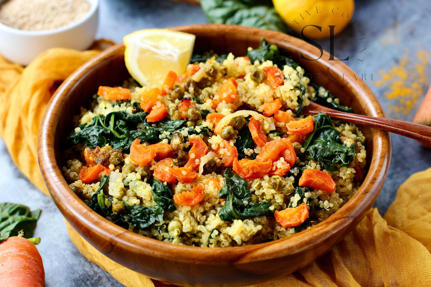 Vegan Roasted Veggies Quinoa Salad with Spinach - Set 1 of 3