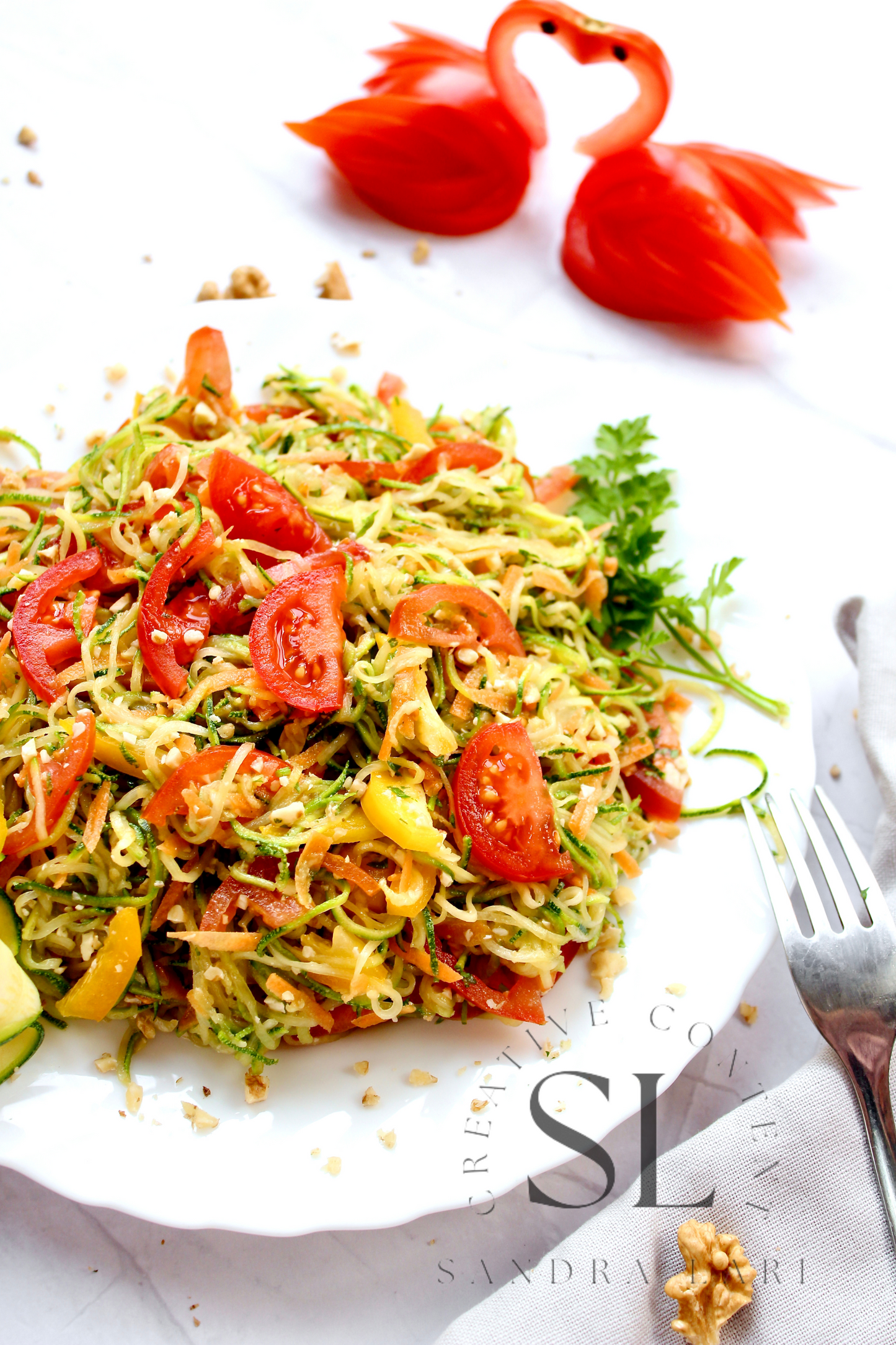 Raw Zucchini Spaghetti Salad - Set 3 of 3