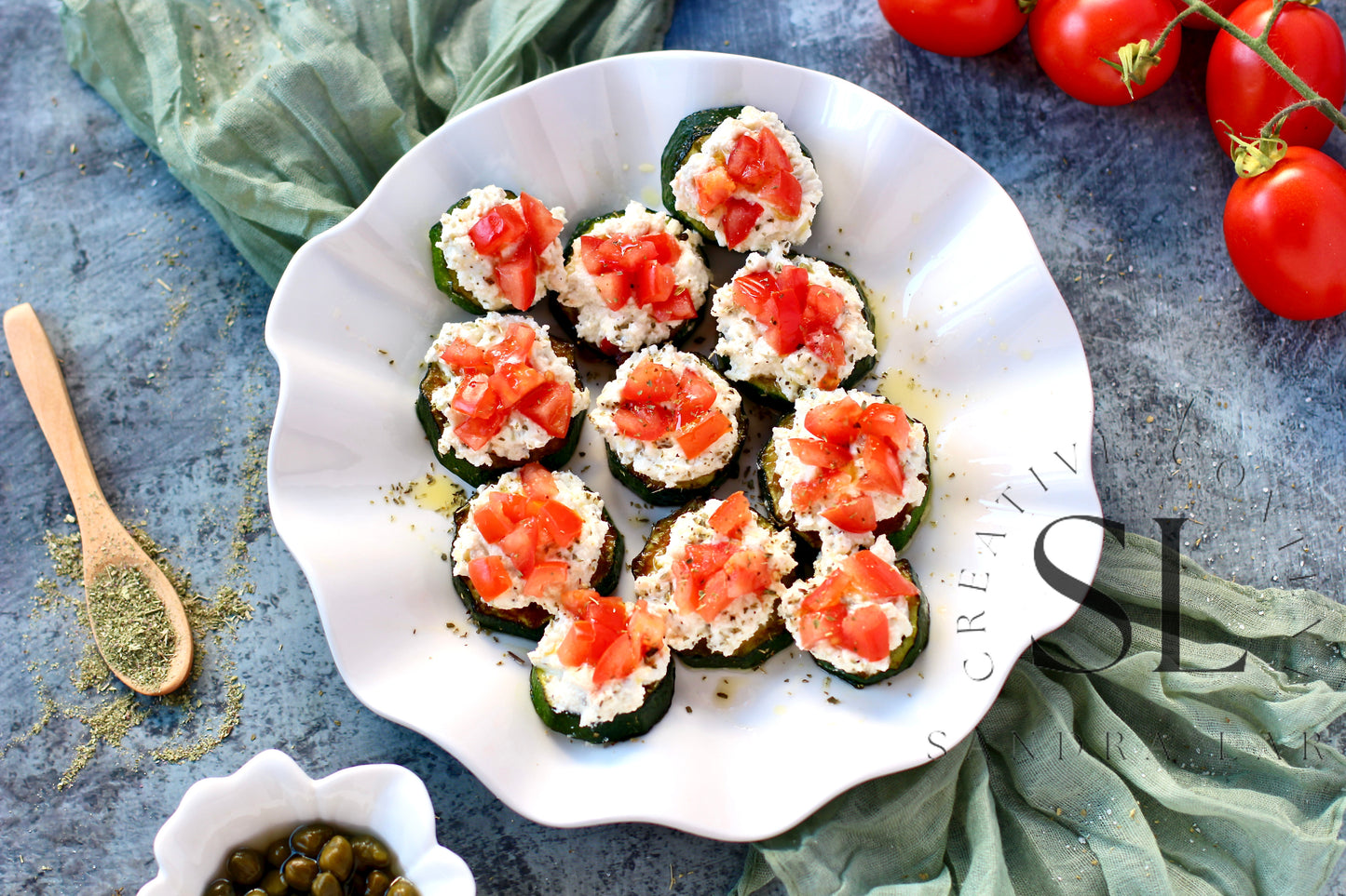 Zucchini Bites with Ricotta Cheese & Tomatoes - Set 2 of 3