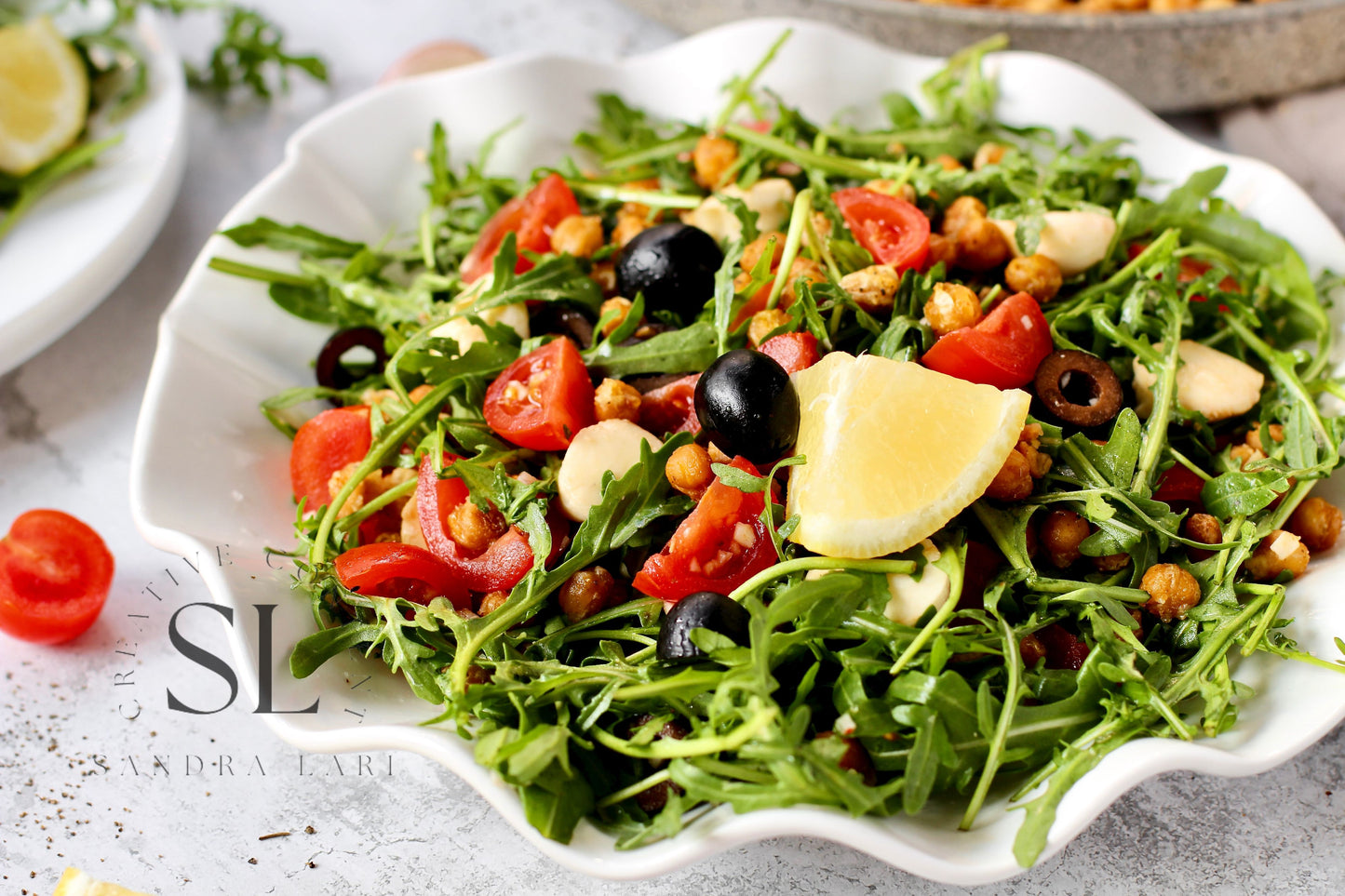 Caprese Arugula Salad with Roasted Chickpeas - Set 4 of 4