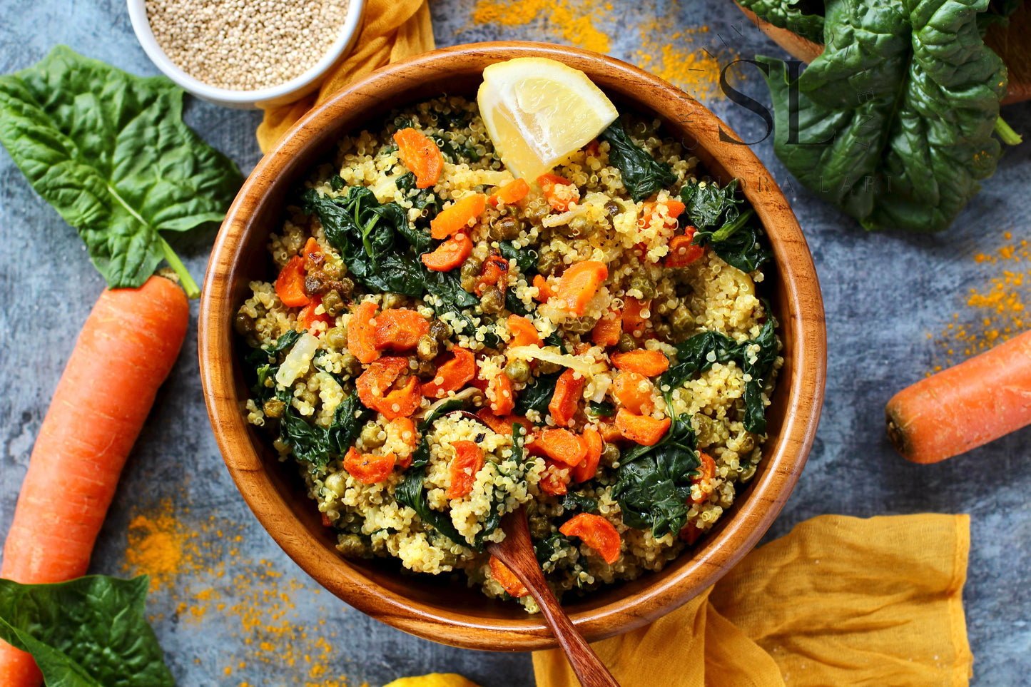 Vegan Roasted Veggies Quinoa Salad with Spinach - Set 1 of 3