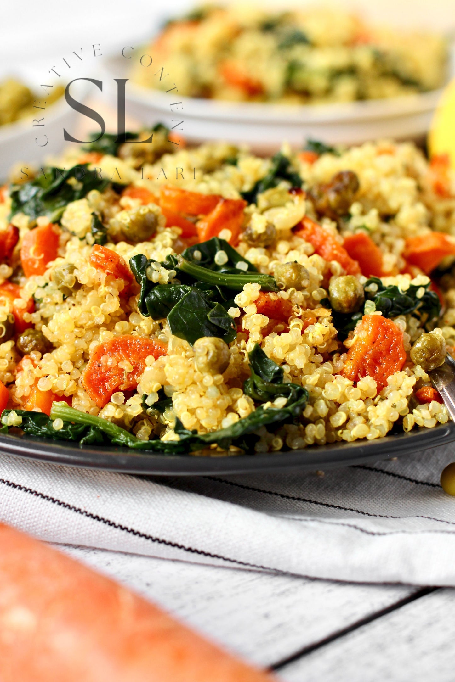 Vegan Roasted Veggies Quinoa Salad with Spinach - Set 3 of 3