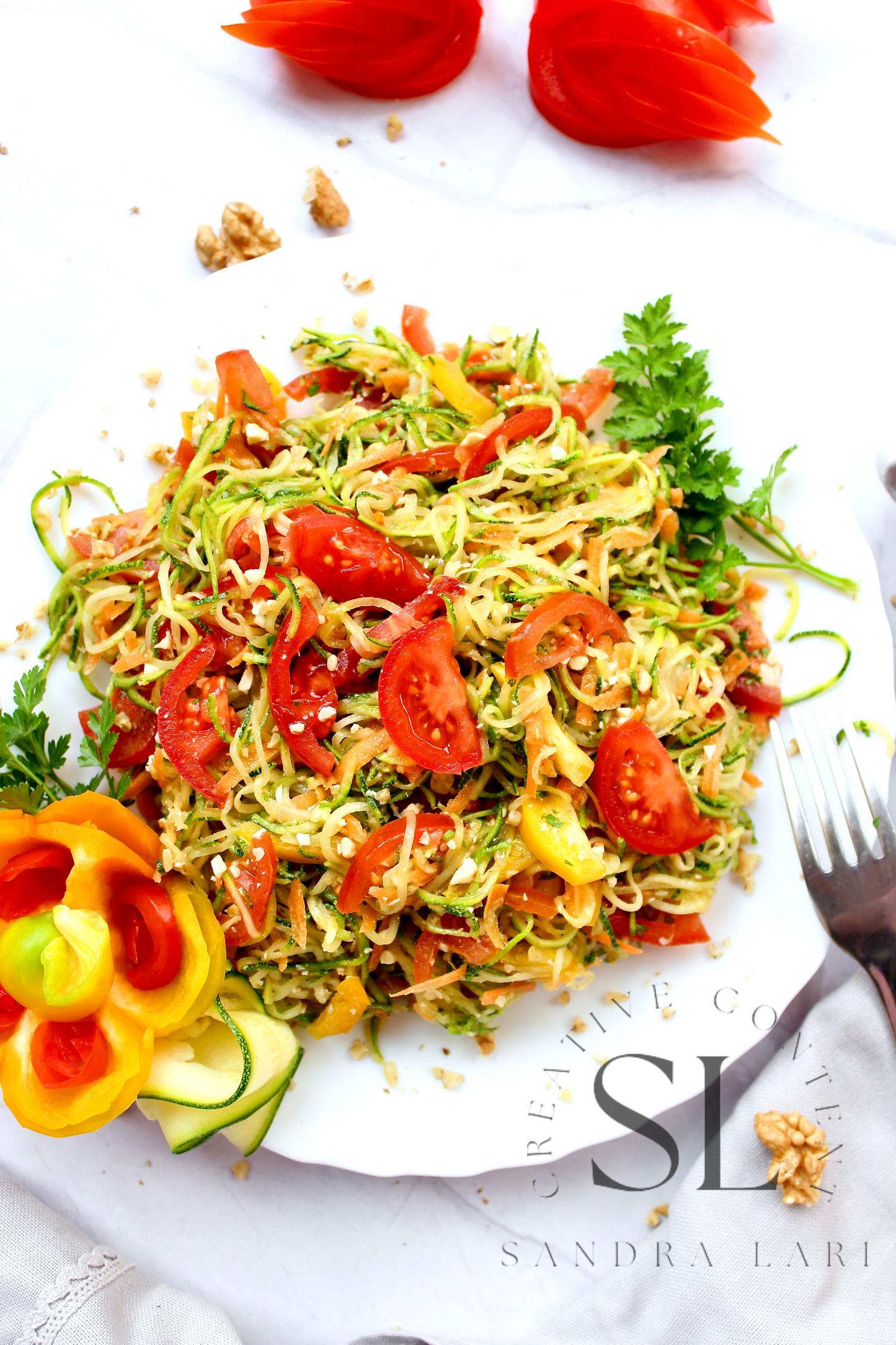 Raw Zucchini Spaghetti Salad - Set 3 of 3