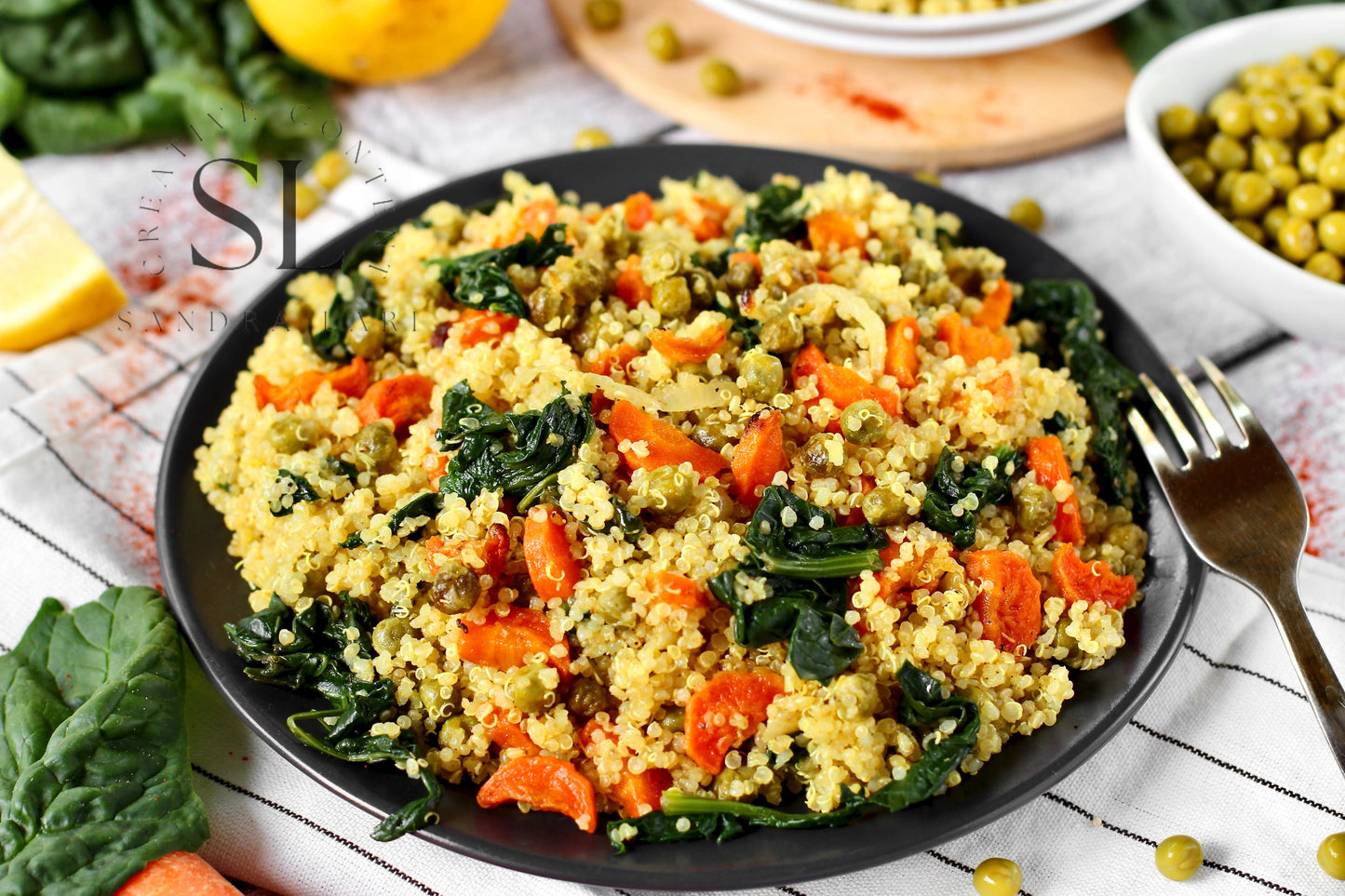 Vegan Roasted Veggies Quinoa Salad with Spinach - Set 3 of 3