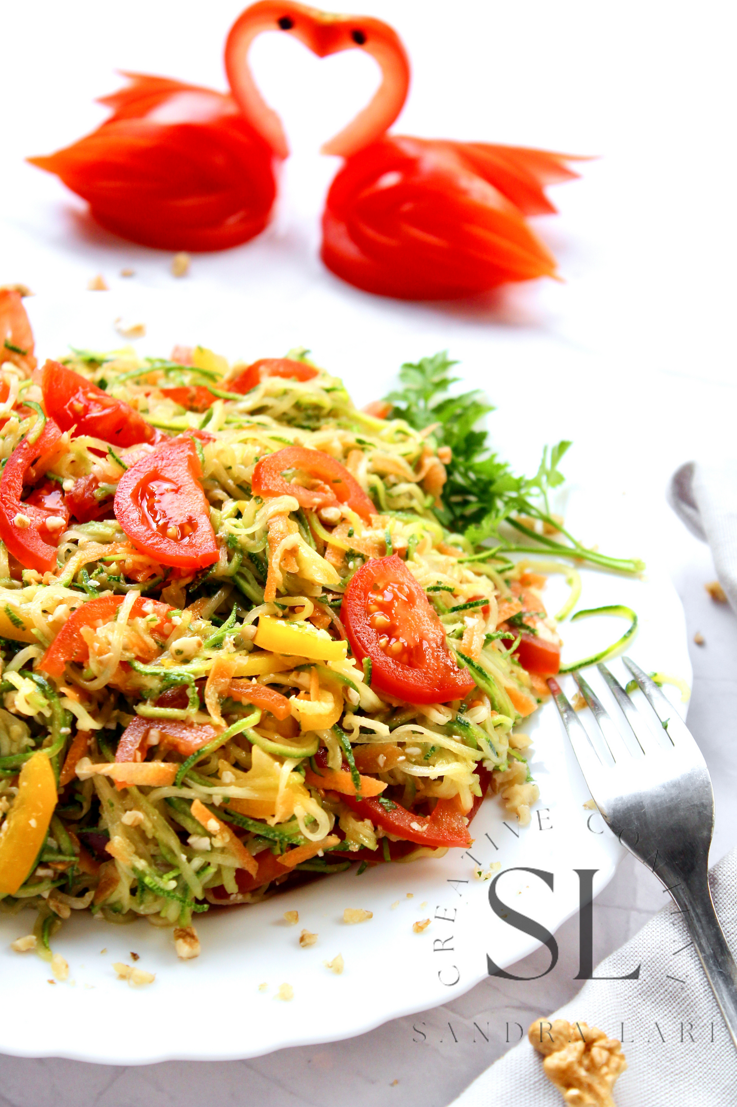 Raw Zucchini Spaghetti Salad - Set 3 of 3