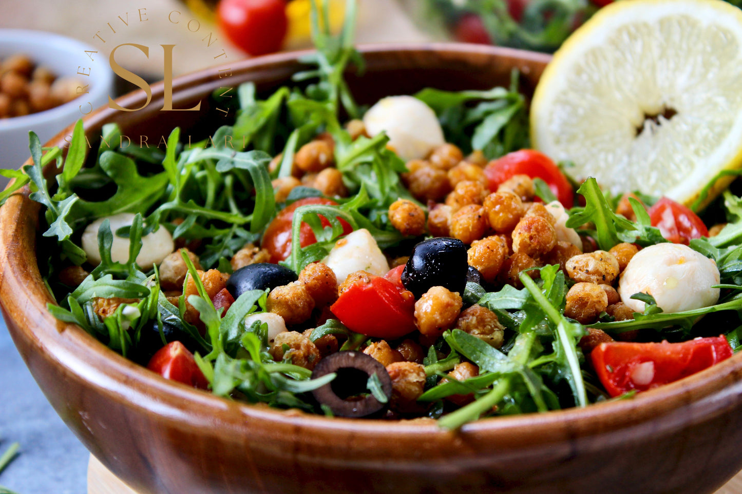Caprese Arugula Salad with Roasted Chickpeas - Set 3 of 4