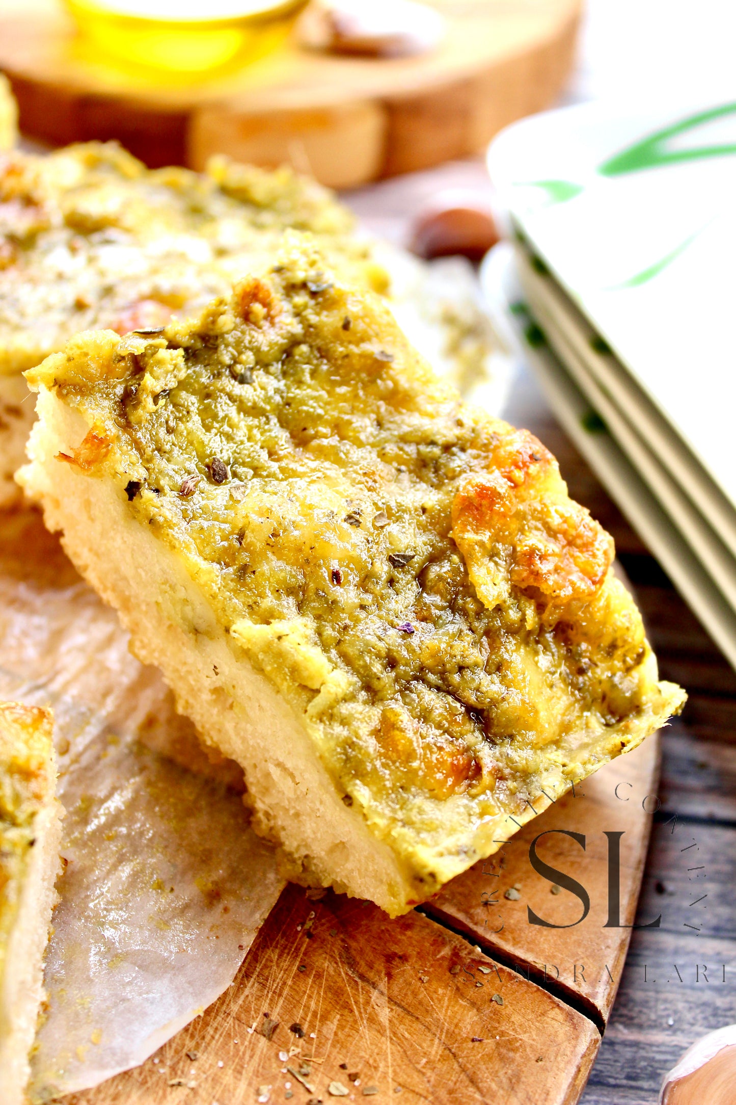 Sourdough Focaccia with Basil Pesto & Mozzarella Cheese - Exclusive