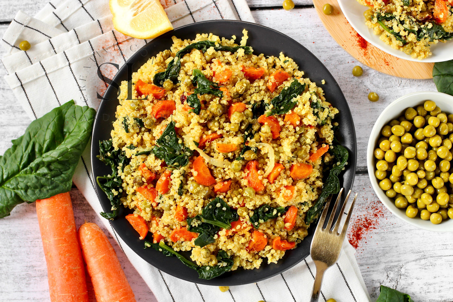 Vegan Roasted Veggies Quinoa Salad with Spinach - Set 3 of 3