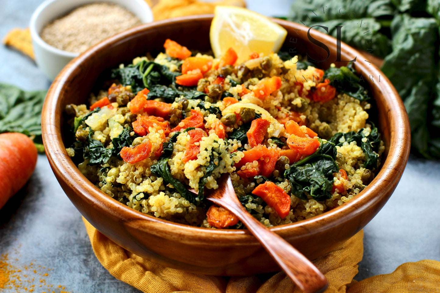 Vegan Roasted Veggies Quinoa Salad with Spinach - Set 1 of 3