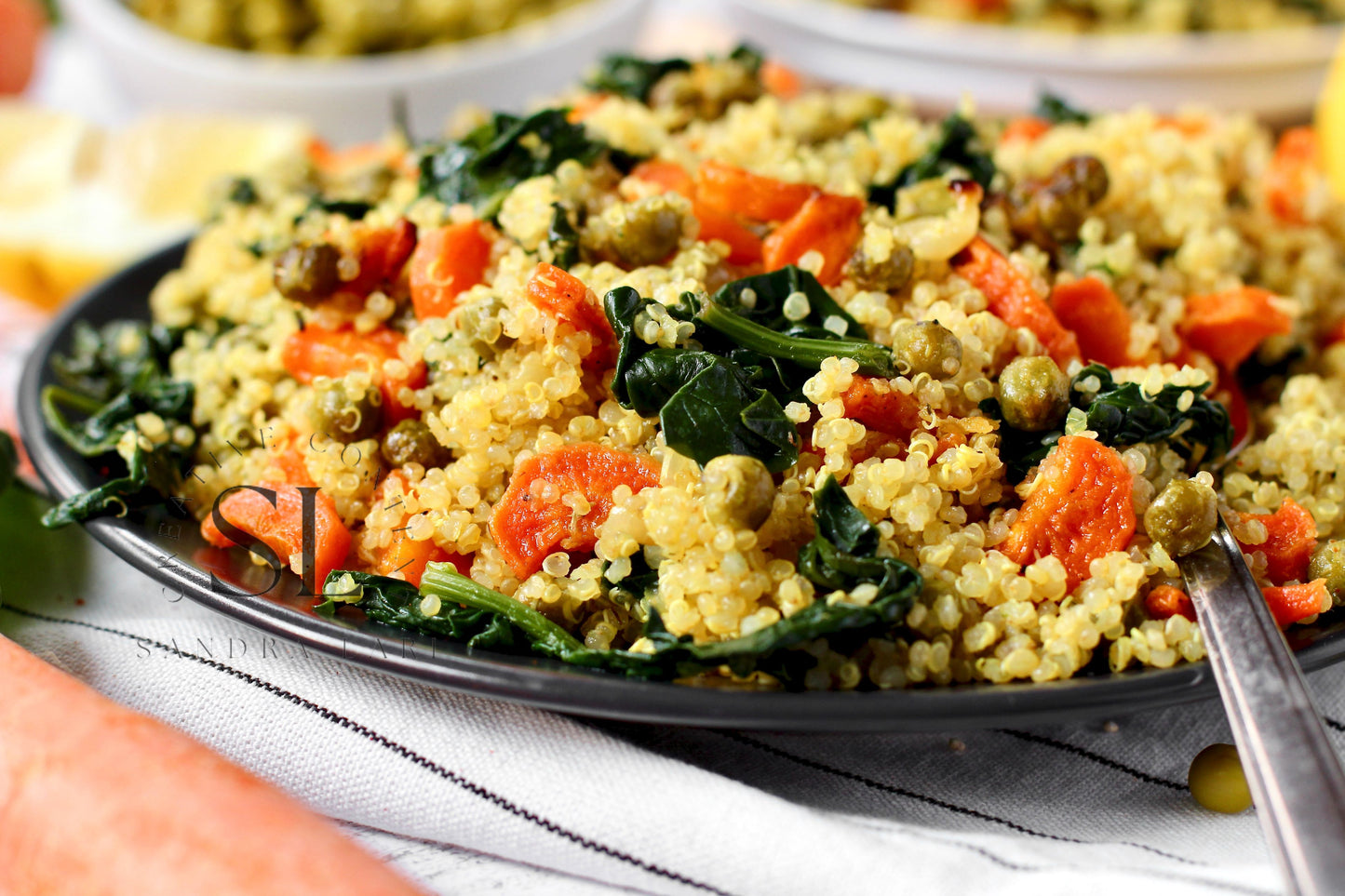 Vegan Roasted Veggies Quinoa Salad with Spinach - Set 3 of 3