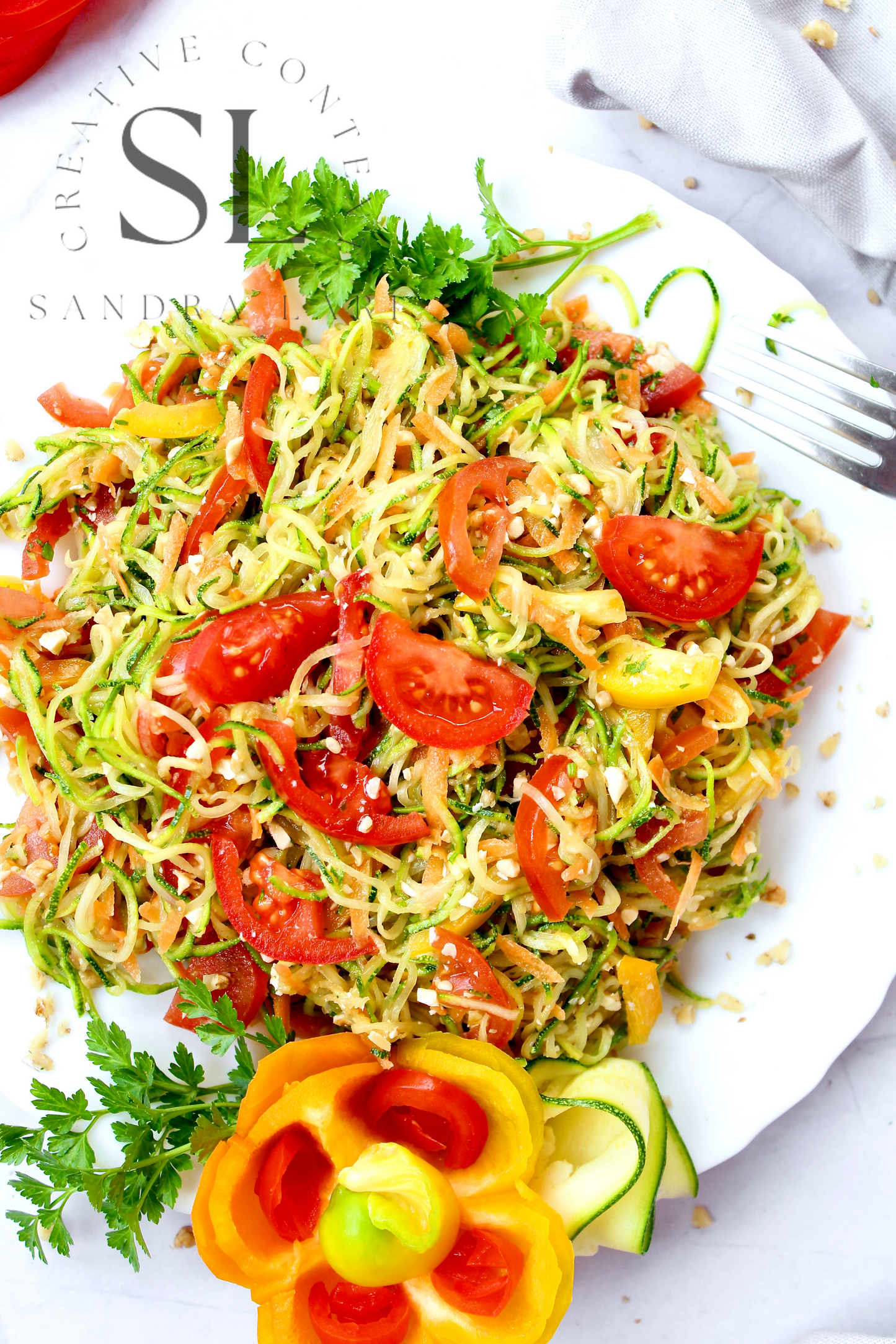 Raw Zucchini Spaghetti Salad - Set 3 of 3