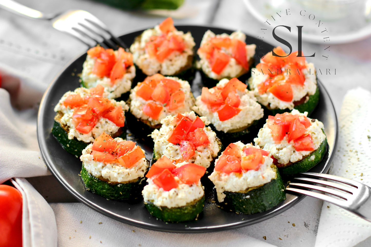 Zucchini Bites with Ricotta Cheese & Tomatoes - Set 3 of 3