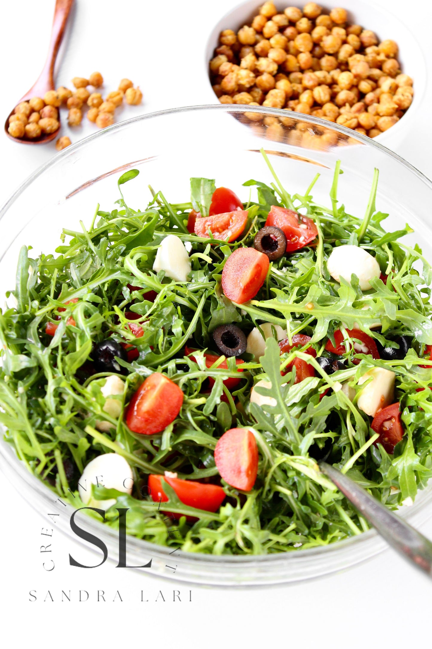 Caprese Arugula Salad with Roasted Chickpeas - Set 2 of 4