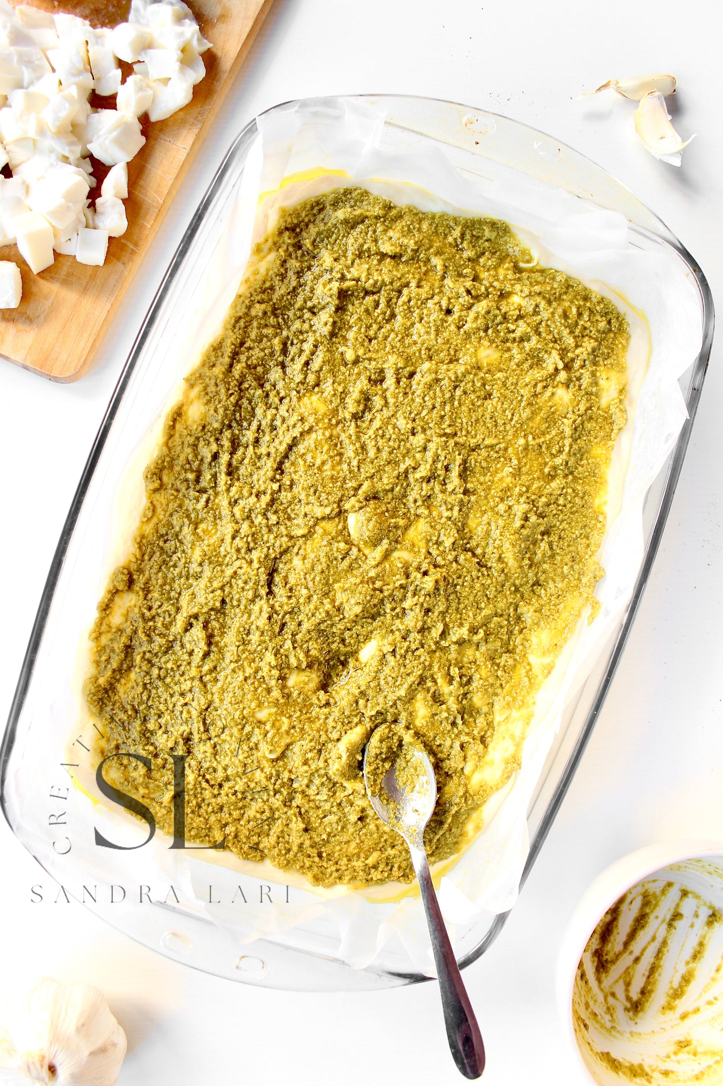 Sourdough Focaccia with Basil Pesto & Mozzarella Cheese - Exclusive