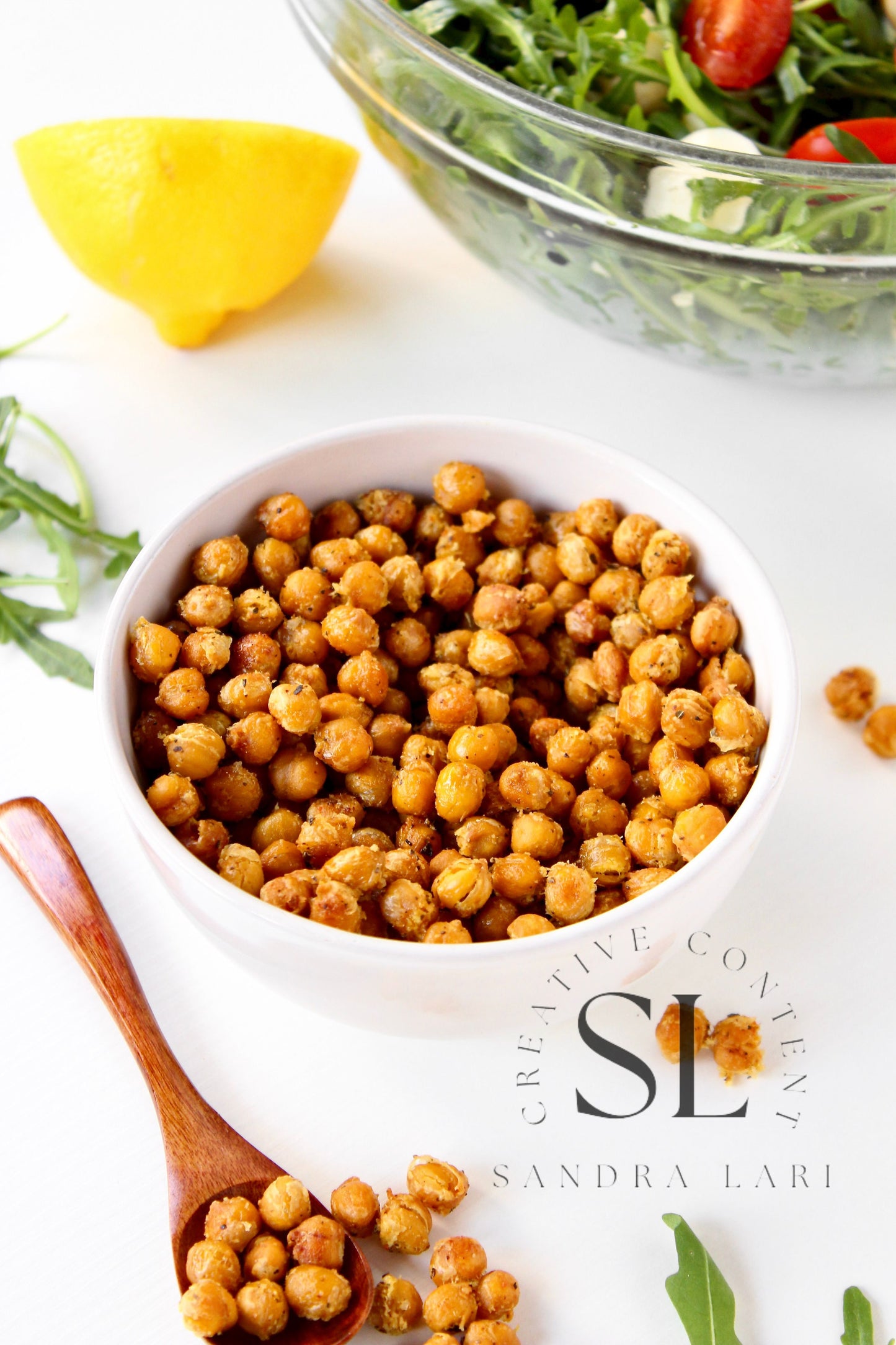 Caprese Arugula Salad with Roasted Chickpeas - Set 2 of 4