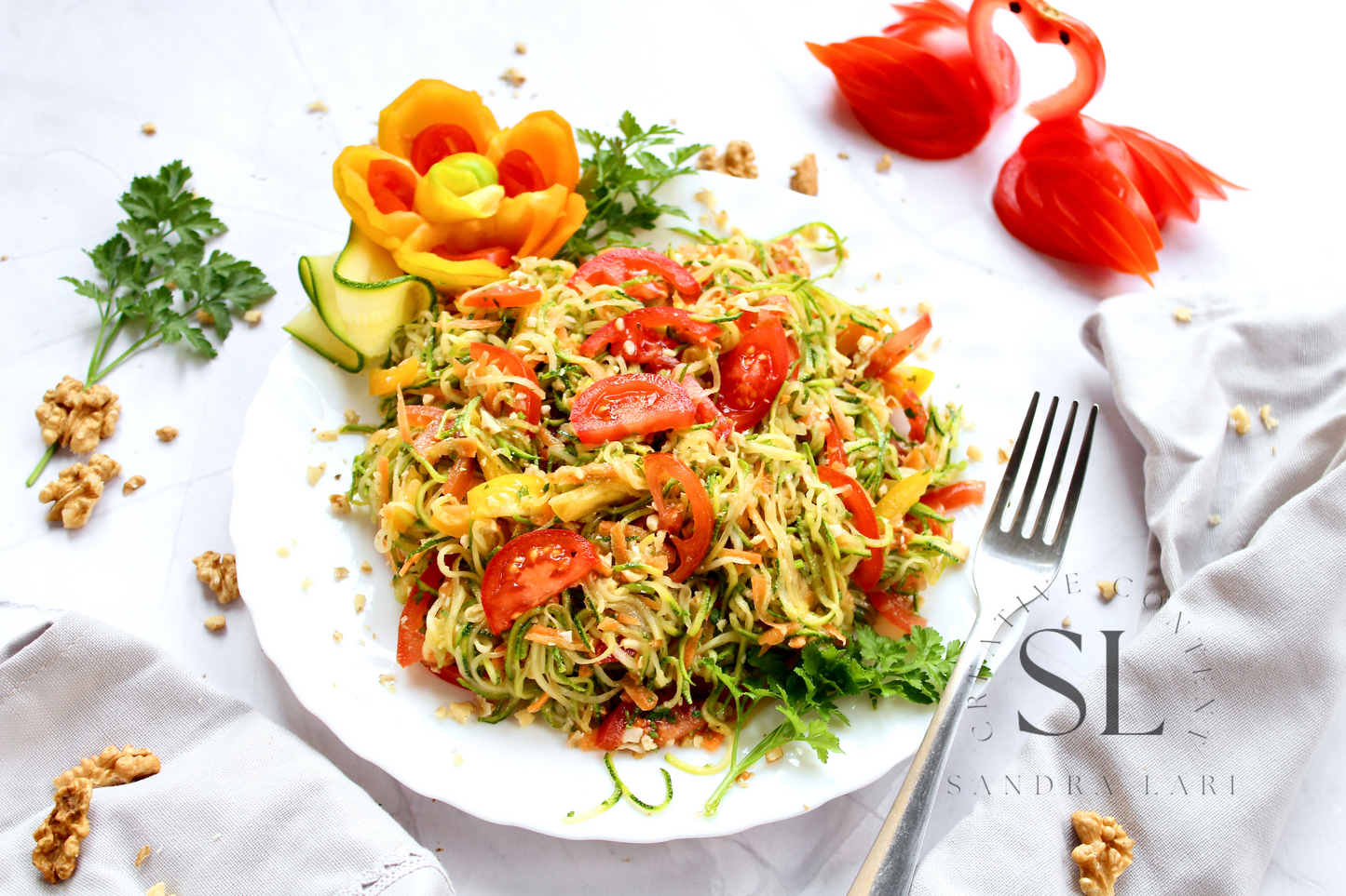 Raw Zucchini Spaghetti Salad - Set 3 of 3