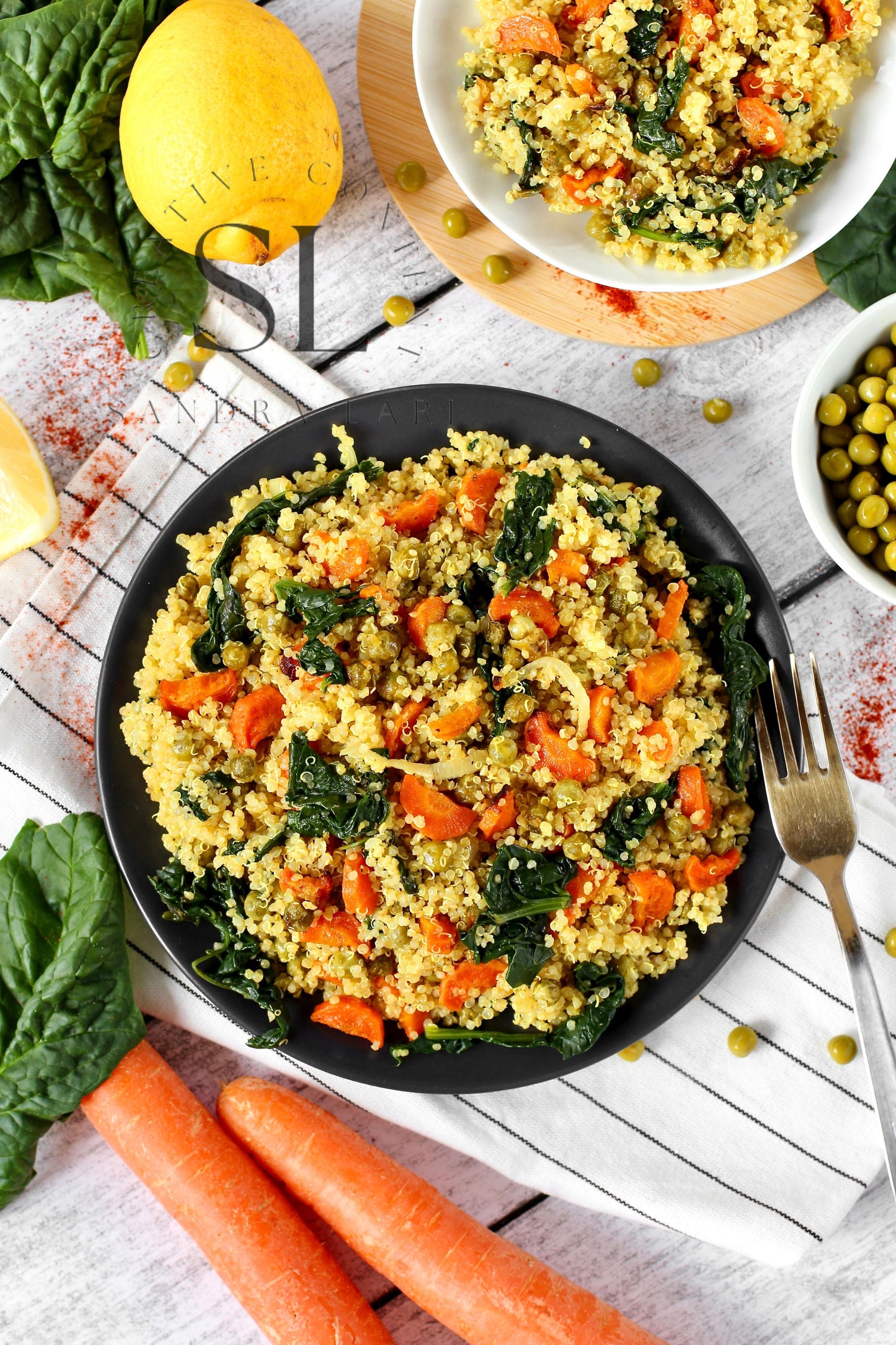 Vegan Roasted Veggies Quinoa Salad with Spinach - Set 3 of 3