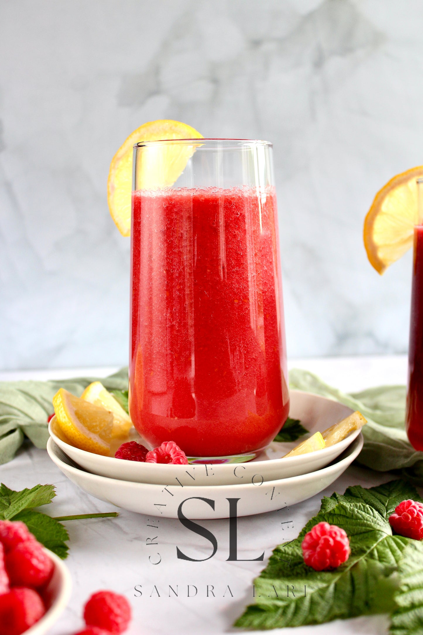 Raw Vegan Raspberry-Lemon Smoothie  - Set 4 of 4