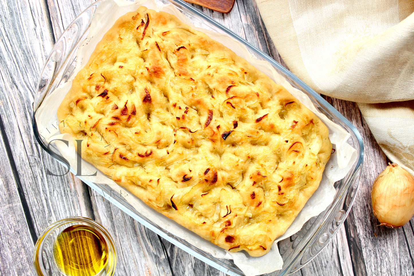 Easy Sourdough Focaccia with Caramelized Onions Set 1 of 3