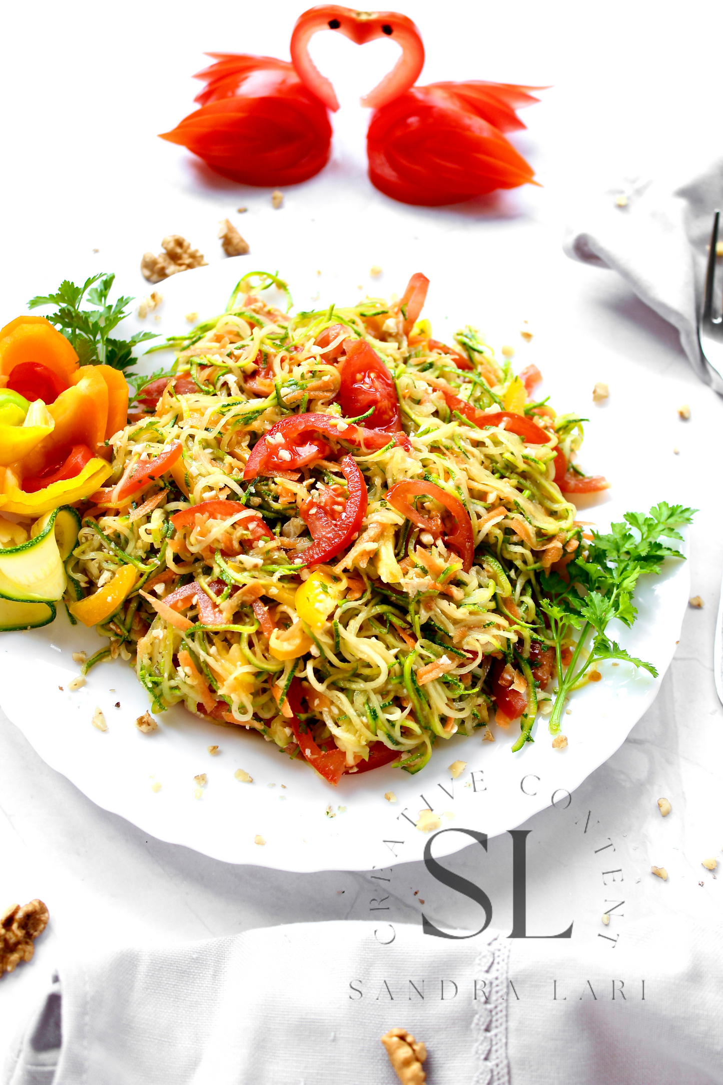 Raw Zucchini Spaghetti Salad - Set 3 of 3