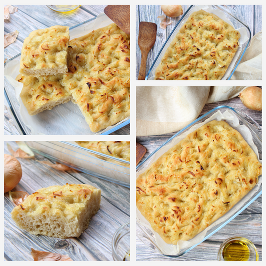 Easy Sourdough Focaccia with Caramelized Onions Set 1 of 3