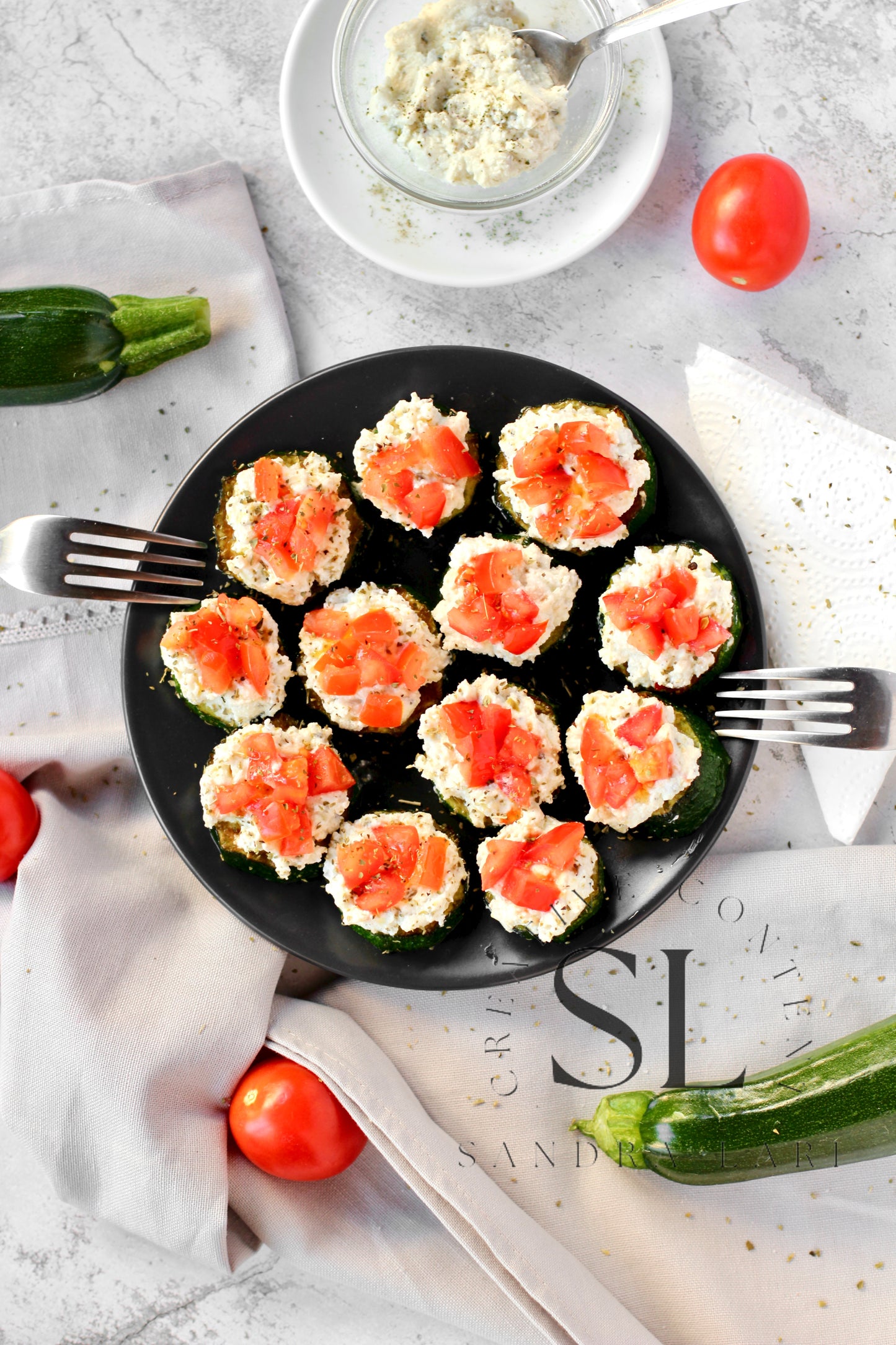 Zucchini Bites with Ricotta Cheese & Tomatoes - Set 3 of 3