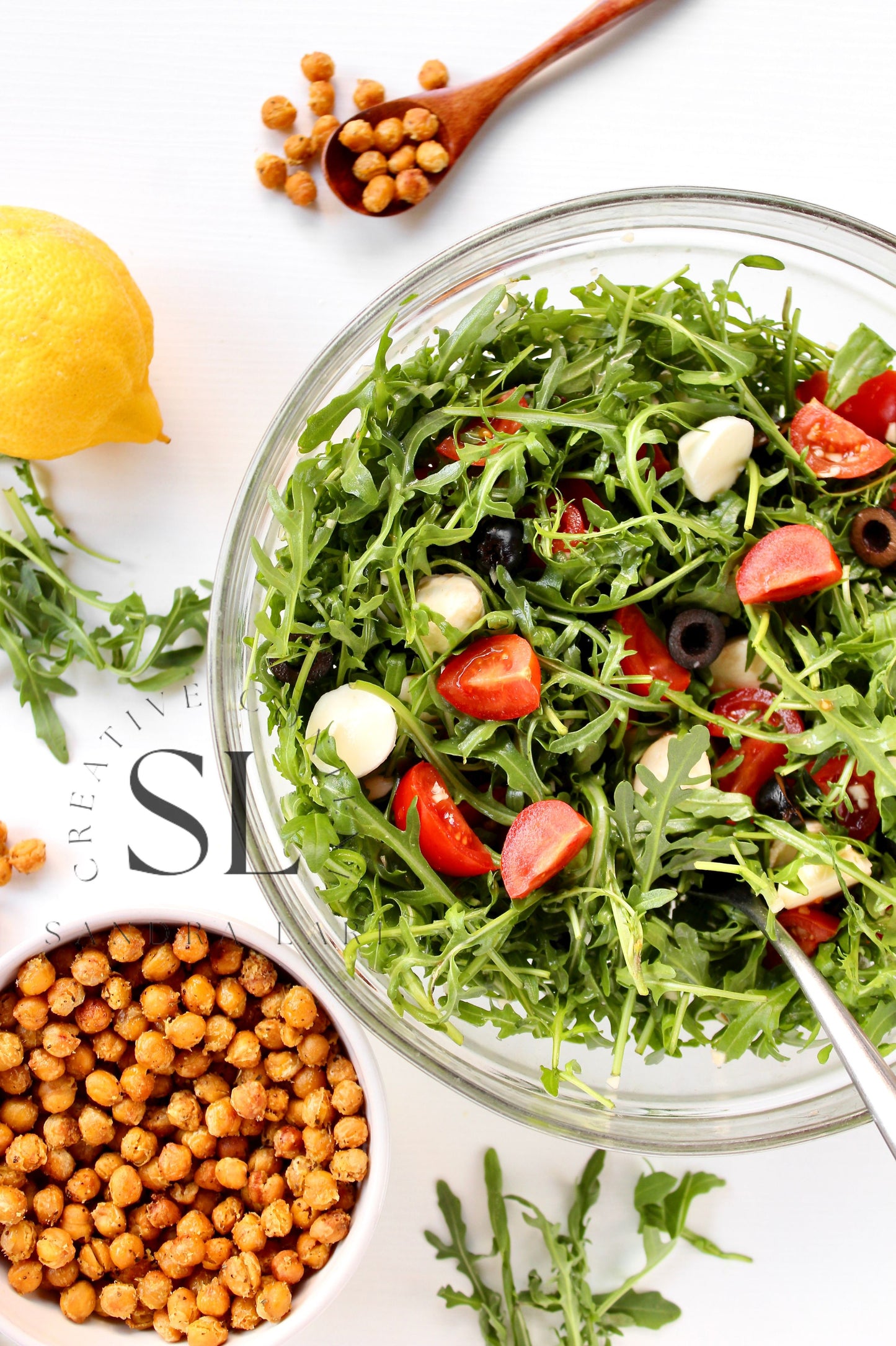 Caprese Arugula Salad with Roasted Chickpeas - Set 1 of 4