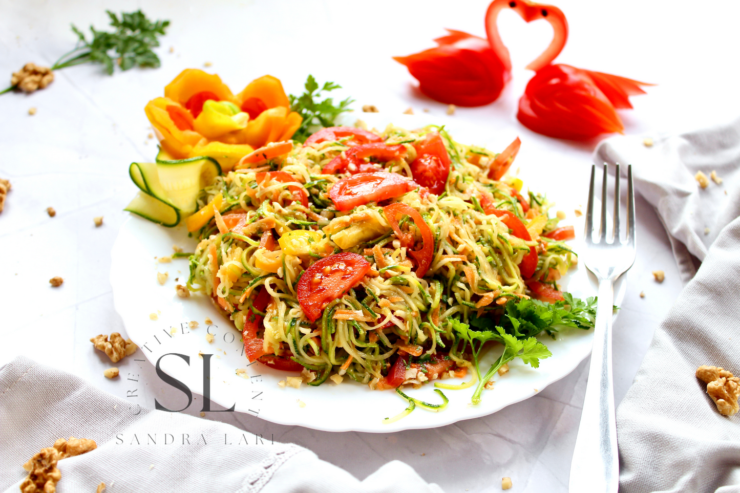 Raw Zucchini Spaghetti Salad - Set 3 of 3