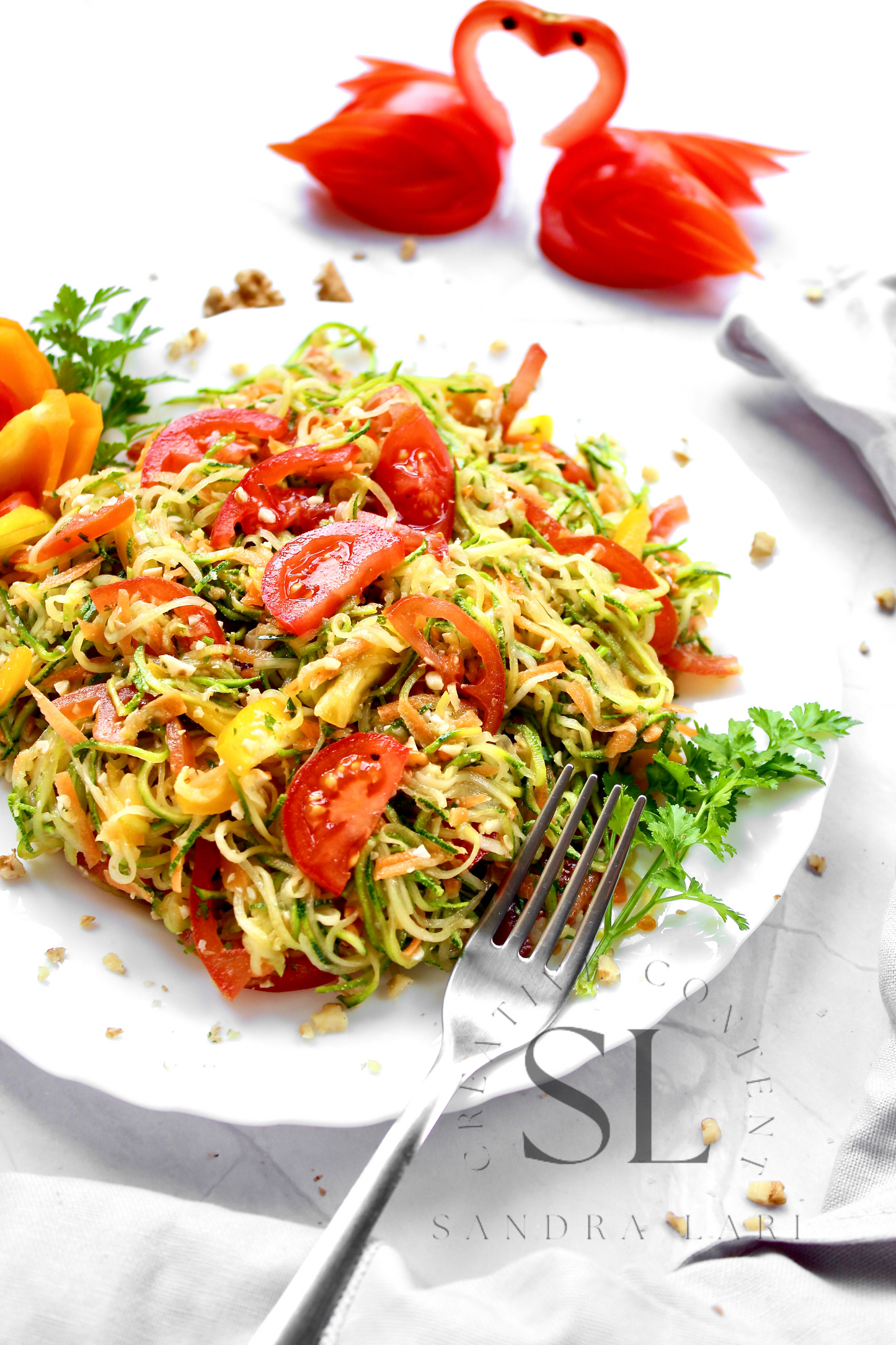 Raw Zucchini Spaghetti Salad - Set 3 of 3