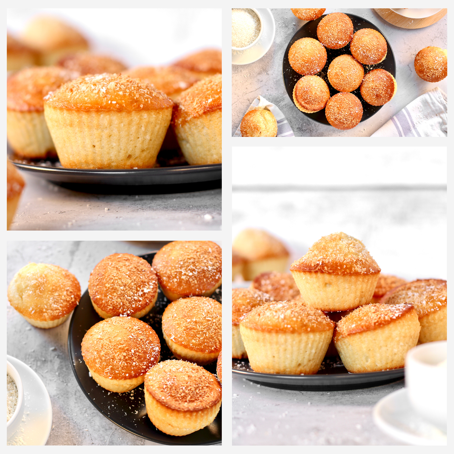 Eggless Coconut Muffins (No Yeast) - Set 2 of 4